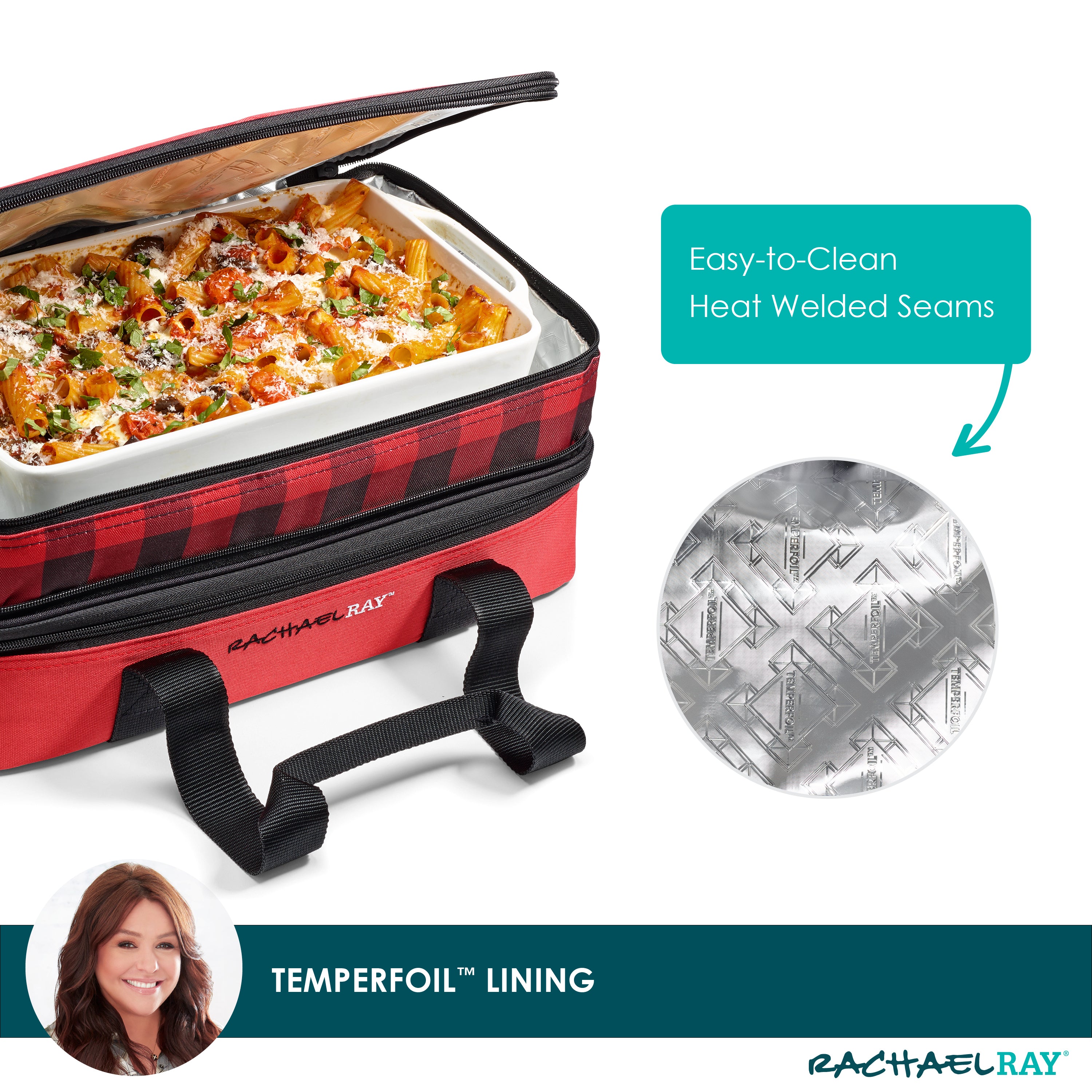 rachael-ray-expandable-lasagna-lugger-red-buffalo-check-insulated-expandable-cas image 5