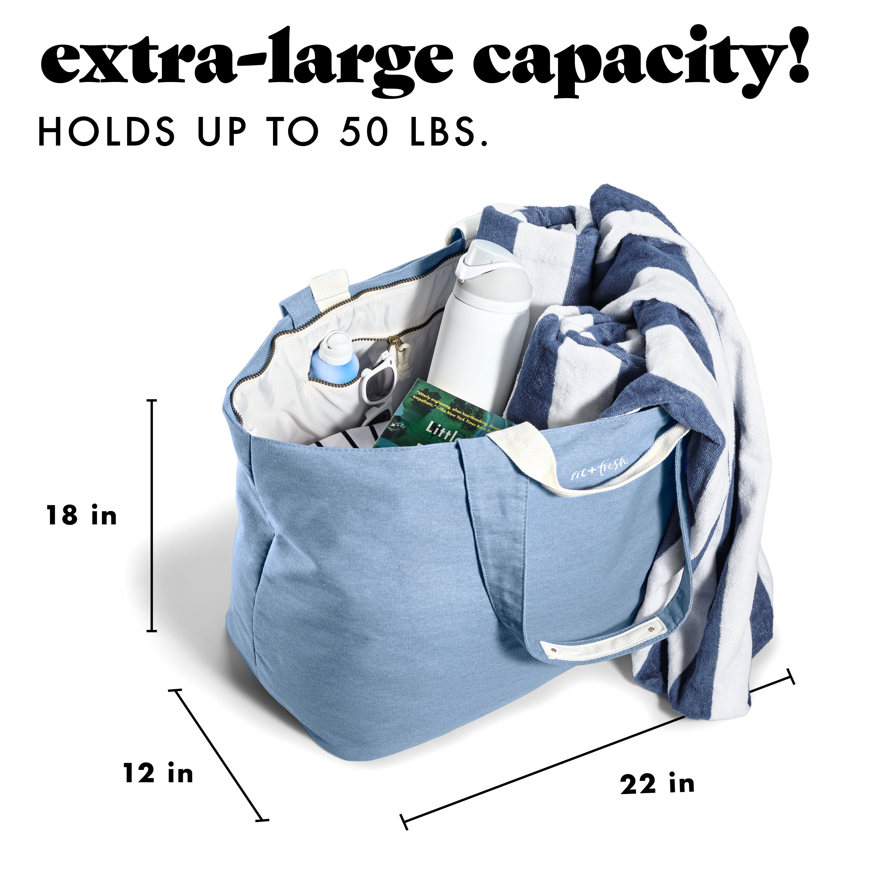 fit-fresh-all-the-things-xl-travel-tote-bag-denim-22-x-18-x-12-extra-large-zippe image 3