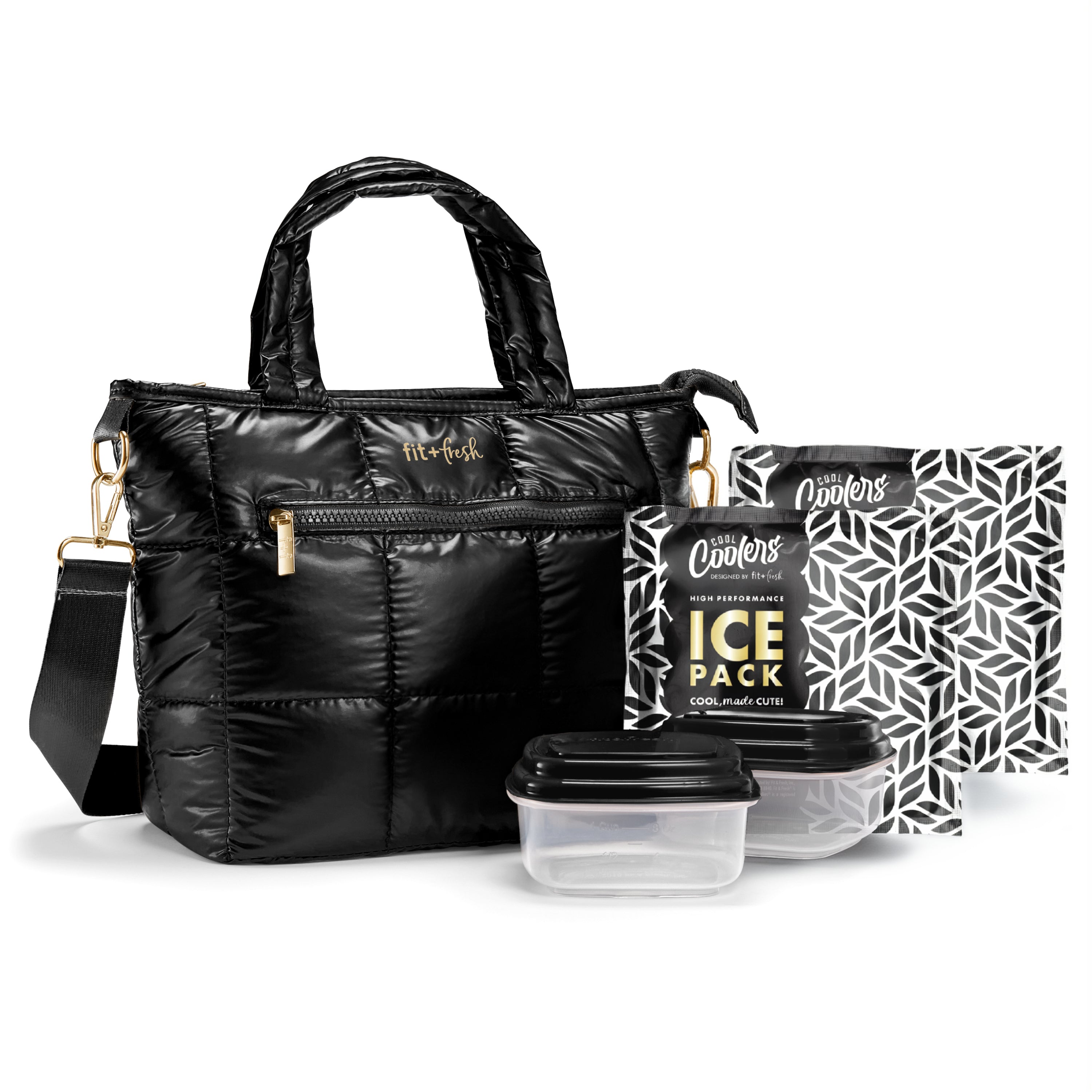 fit-fresh-eliana-insulated-quilted-lunch-tote-with-lunch-kit-2-containers-2-ice- image 1