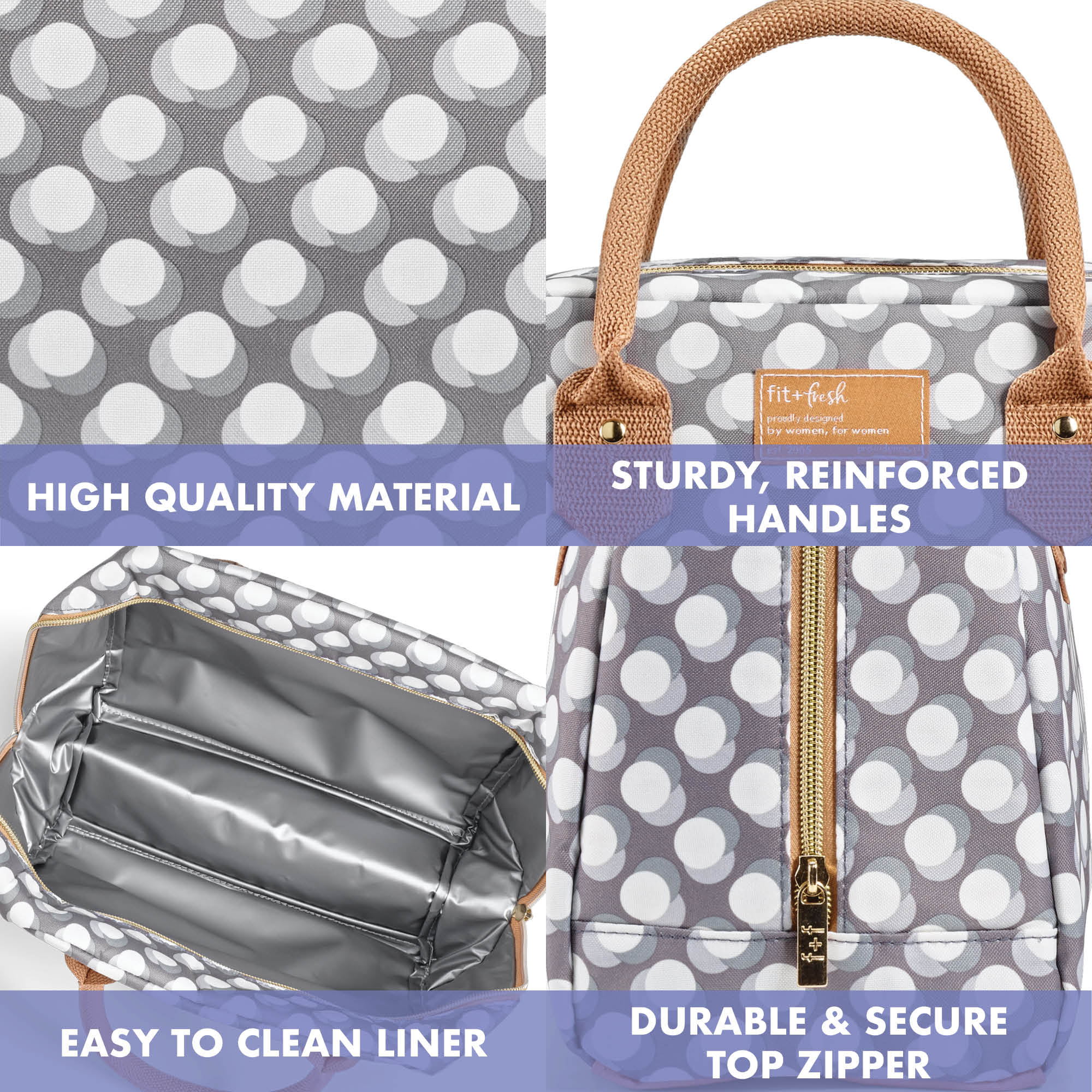 fit-fresh-bloomington-lunch-bag-with-lunch-kit-gray-dot-roomy-lunch-bag-with-two image 4