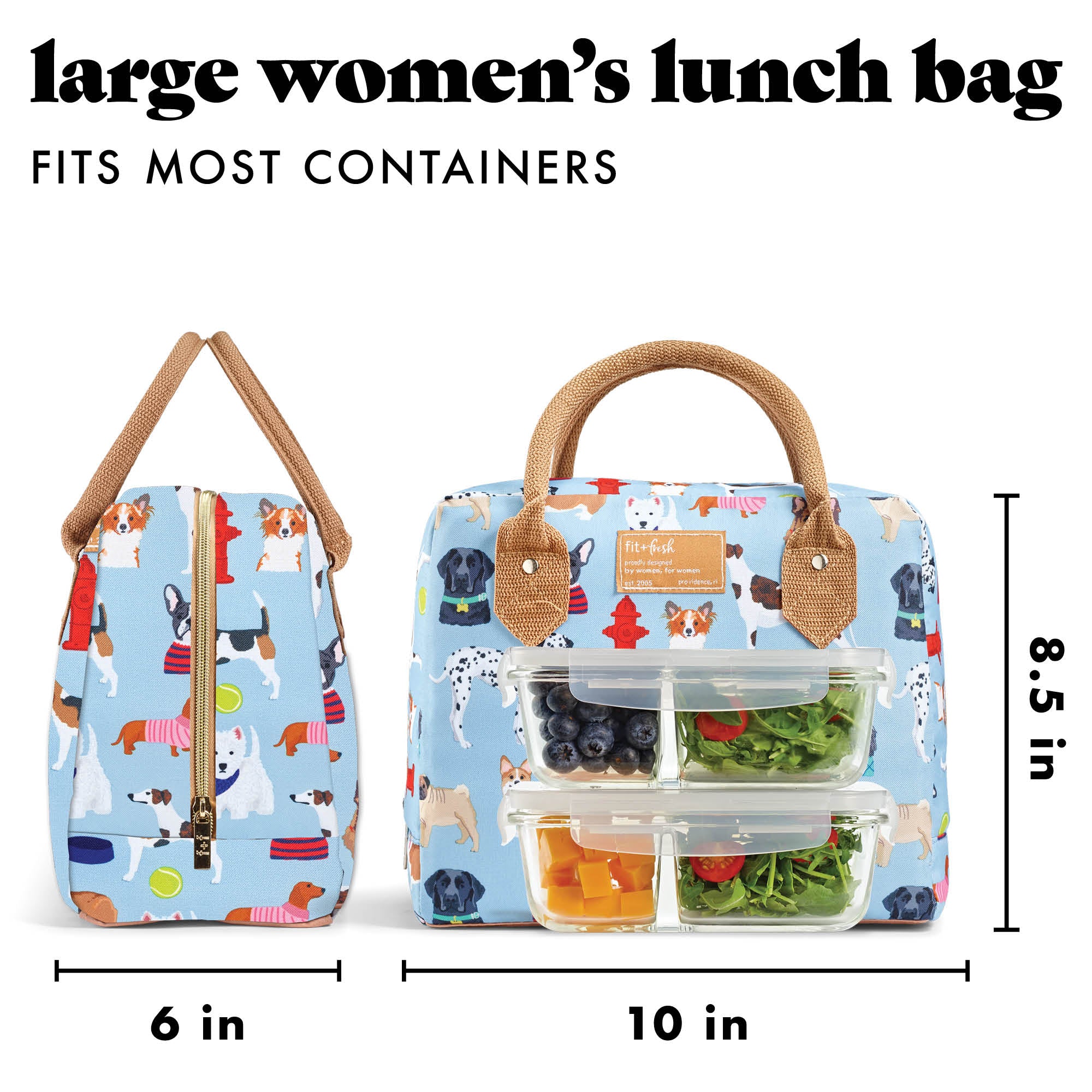 fit-fresh-bloomington-lunch-bag-with-lunch-kit-dog-breeds-print image 3