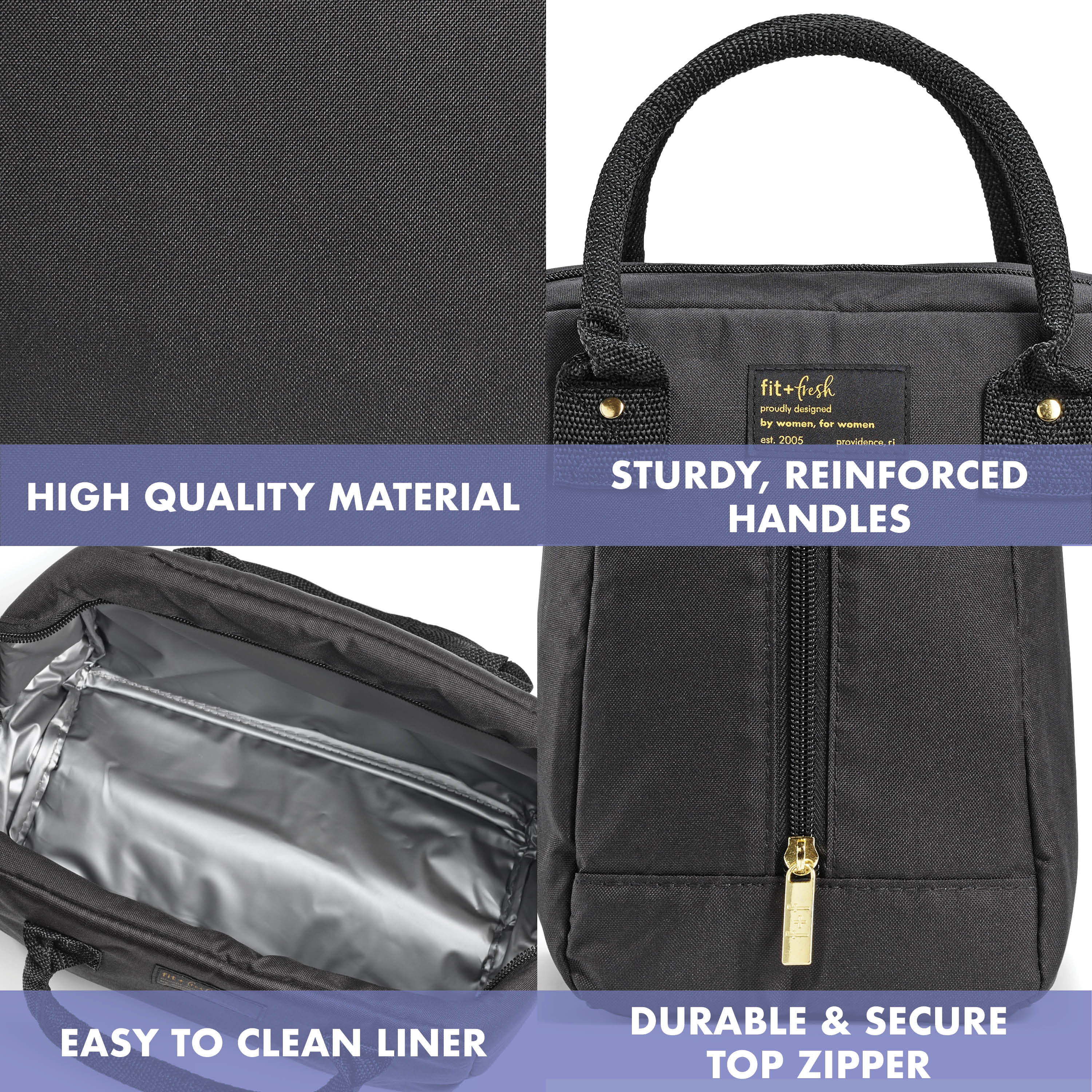 fit-fresh-bloomington-lunch-bag-with-lunch-kit-black-compact-10-x-6-x-8-5-insula image 4