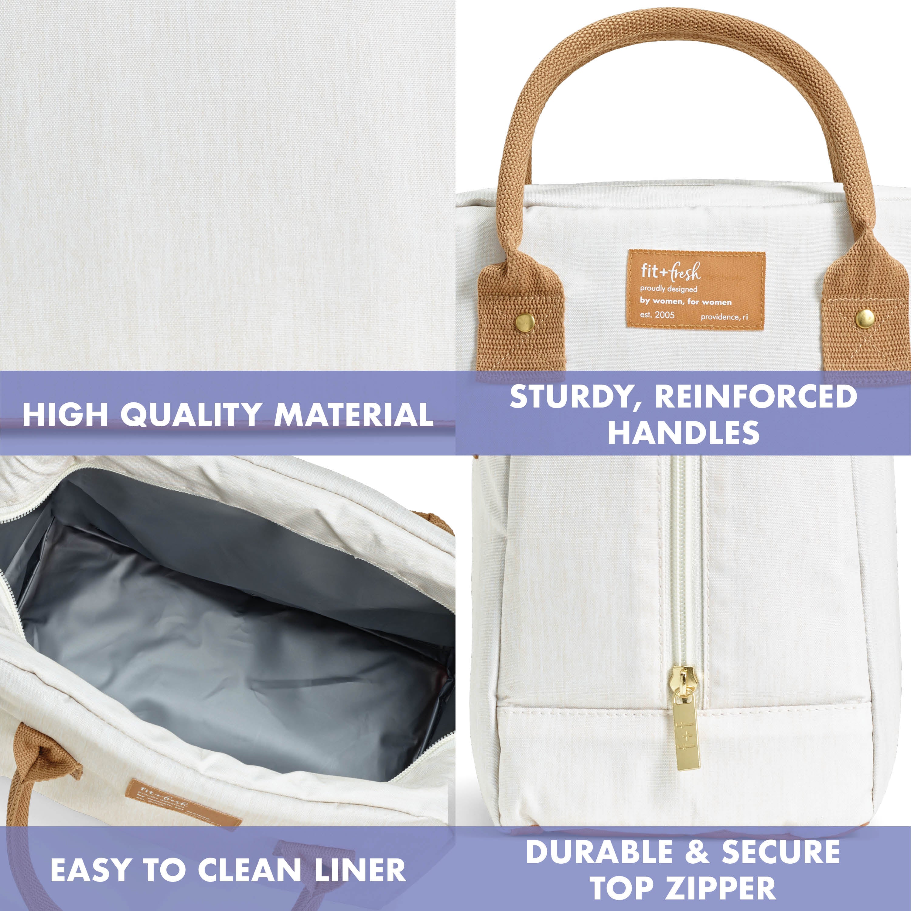 fit-fresh-bloomington-lunch-bag-with-lunch-kit-ivory-woven-roomy-insulated-lunch image 4