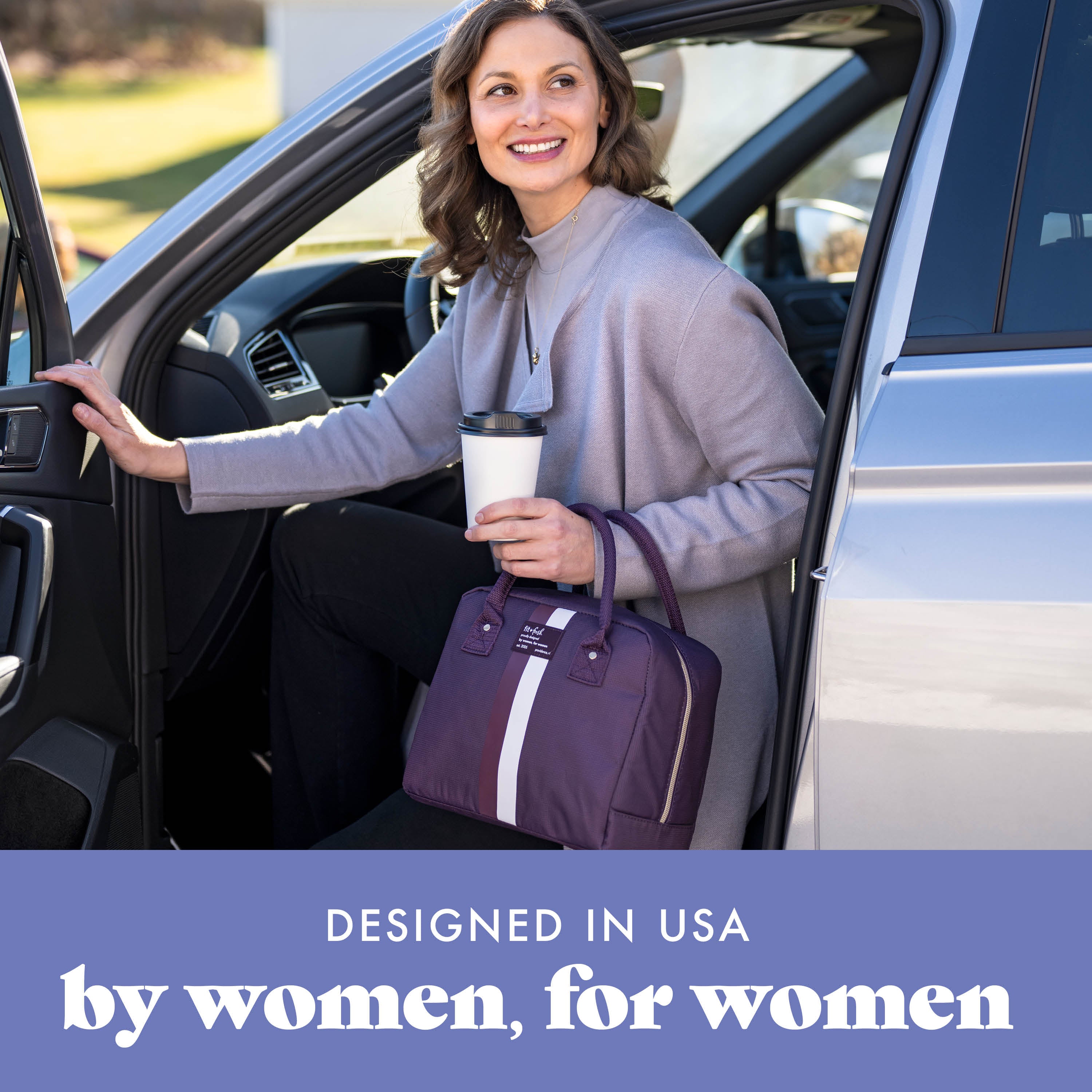 fit-fresh-bloomington-lunch-bag-with-lunch-kit-plum-stripe-roomy-lunch-bag-with- image 6
