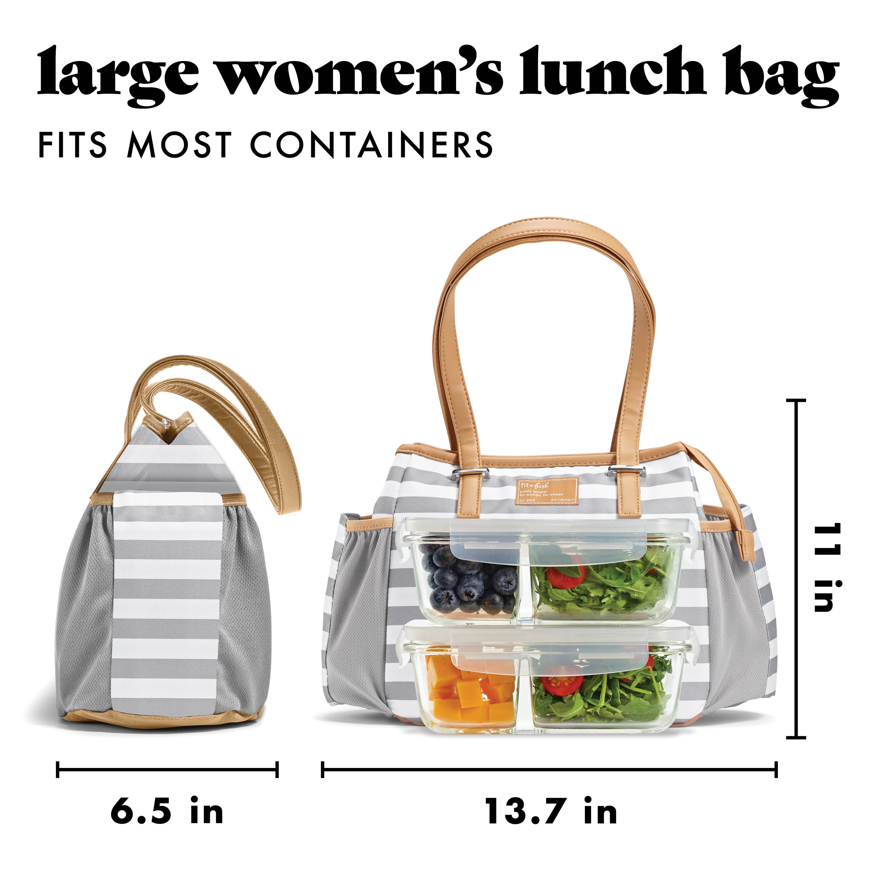 fit-fresh-copley-lunch-bag-with-tumbler-cup-gray-stripe-roomy-insulated-lunch-to image 3