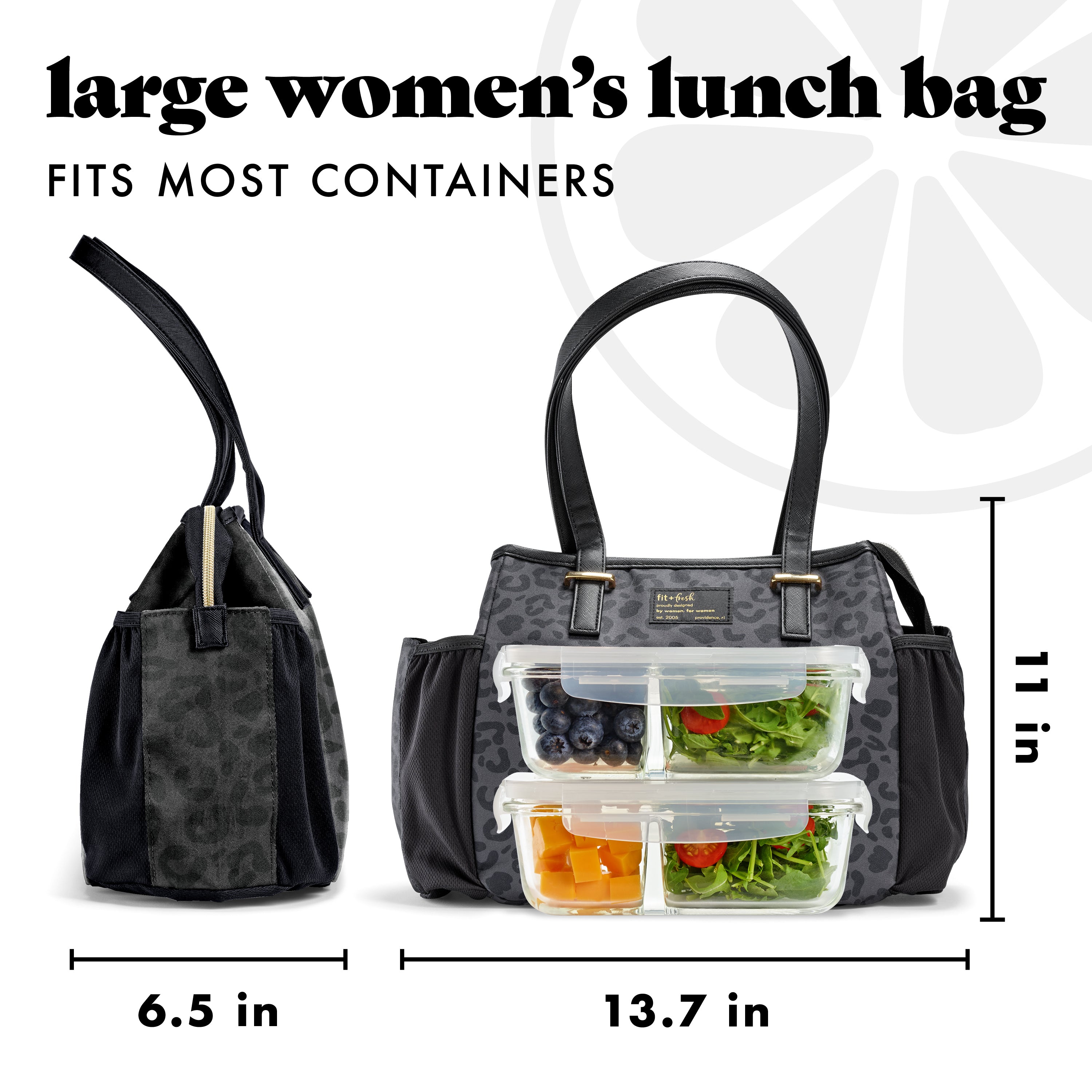 fit-fresh-copley-lunch-bag-with-lunch-kit-black-feline-fine-extra-roomy-lunch-ba image 3