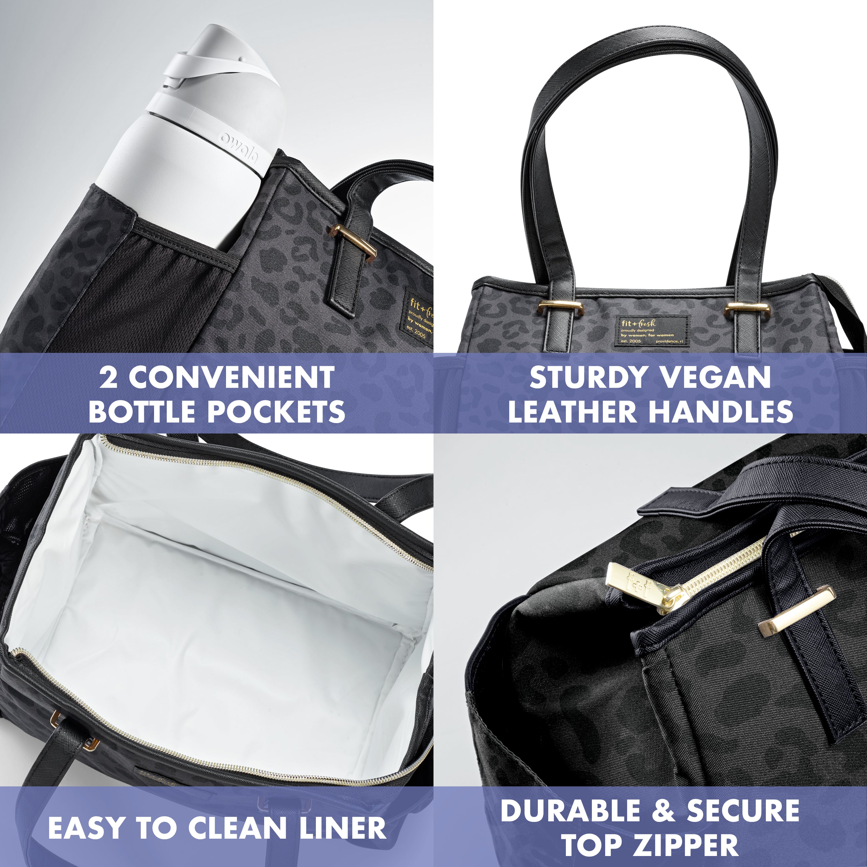 fit-fresh-copley-lunch-bag-with-lunch-kit-black-feline-fine-extra-roomy-lunch-ba image 4