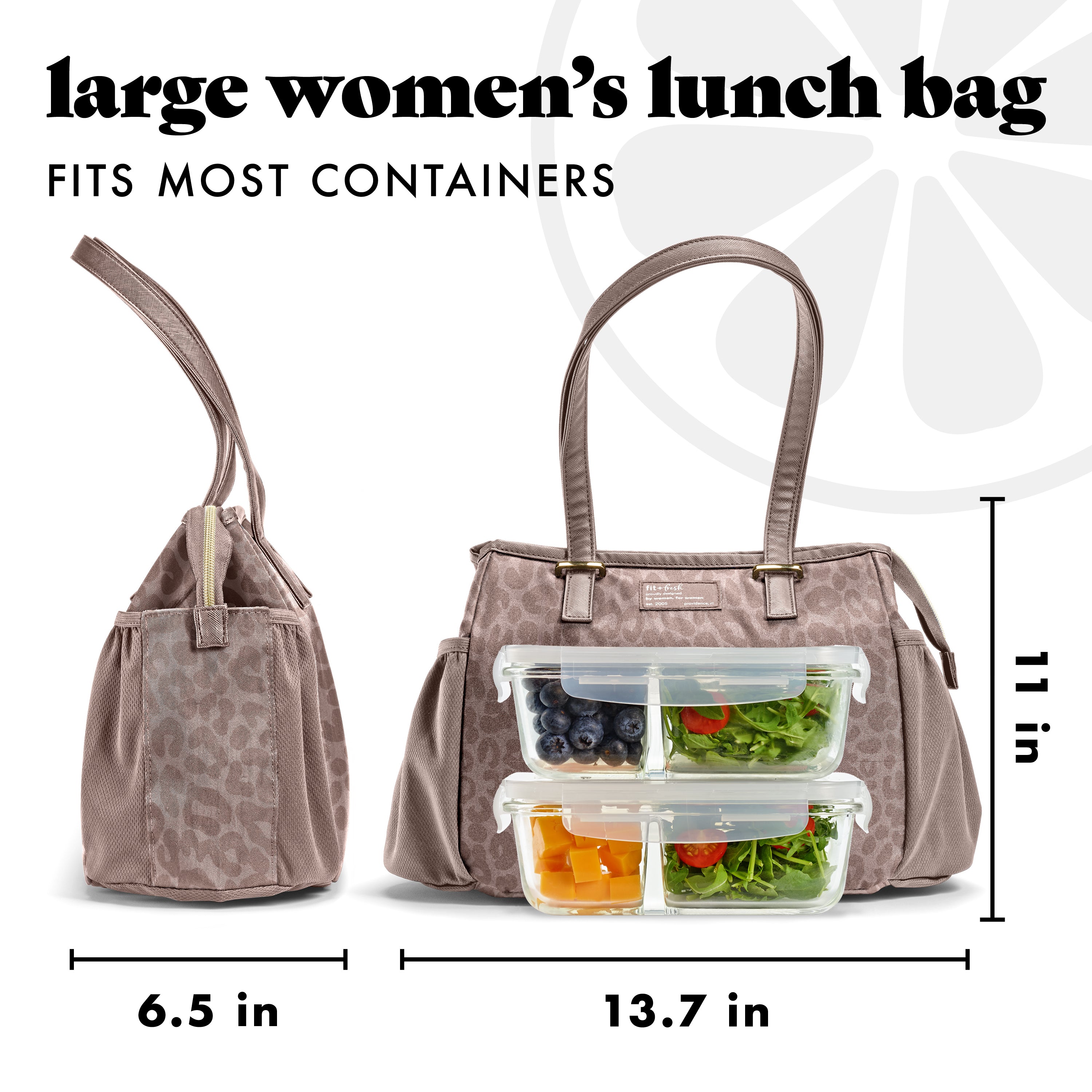 fit-fresh-copley-lunch-bag-with-lunch-kit-mocha-feline-fine-roomy-13-x-6-5-x-11- image 3