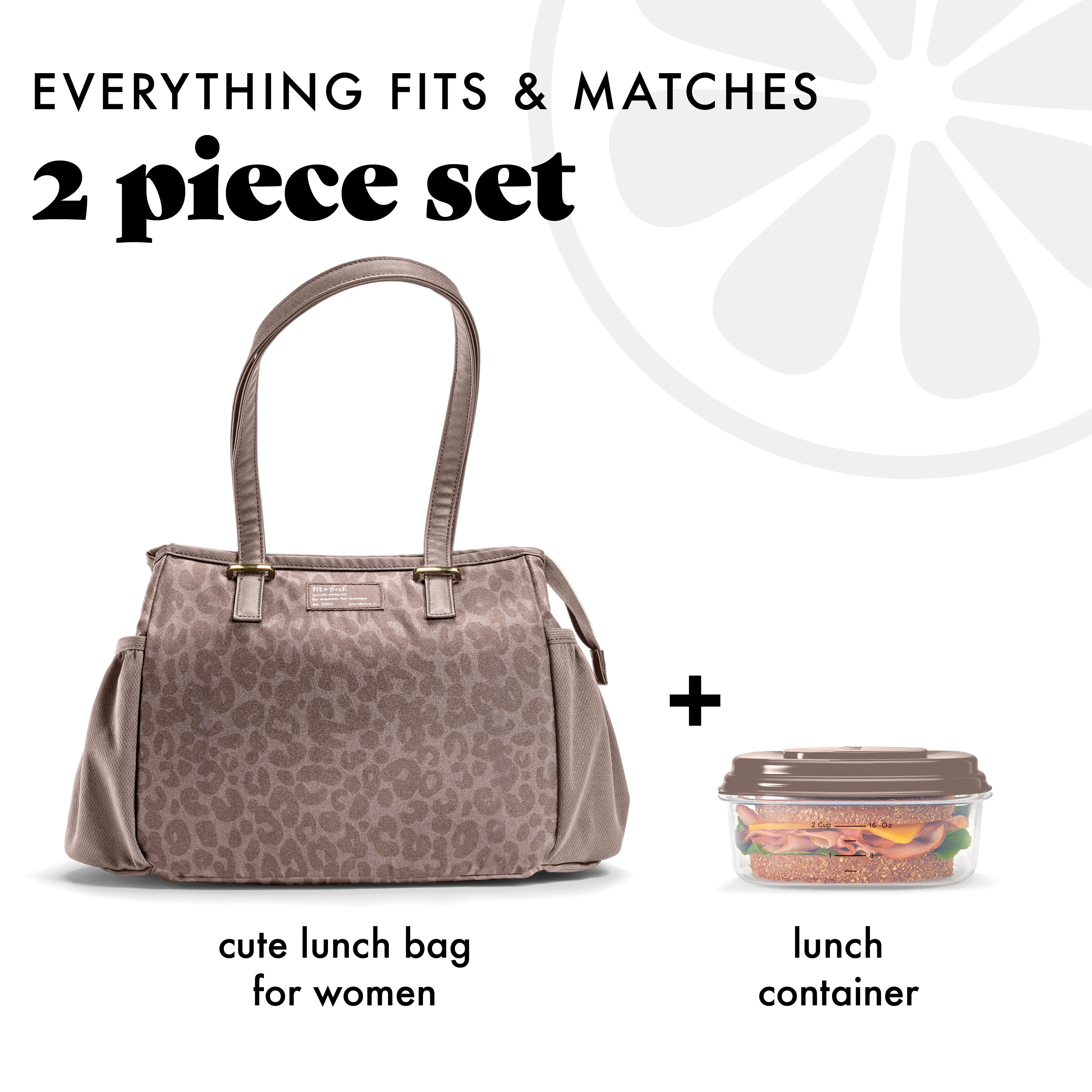 fit-fresh-copley-lunch-bag-with-lunch-kit-mocha-feline-fine-roomy-13-x-6-5-x-11- image 2