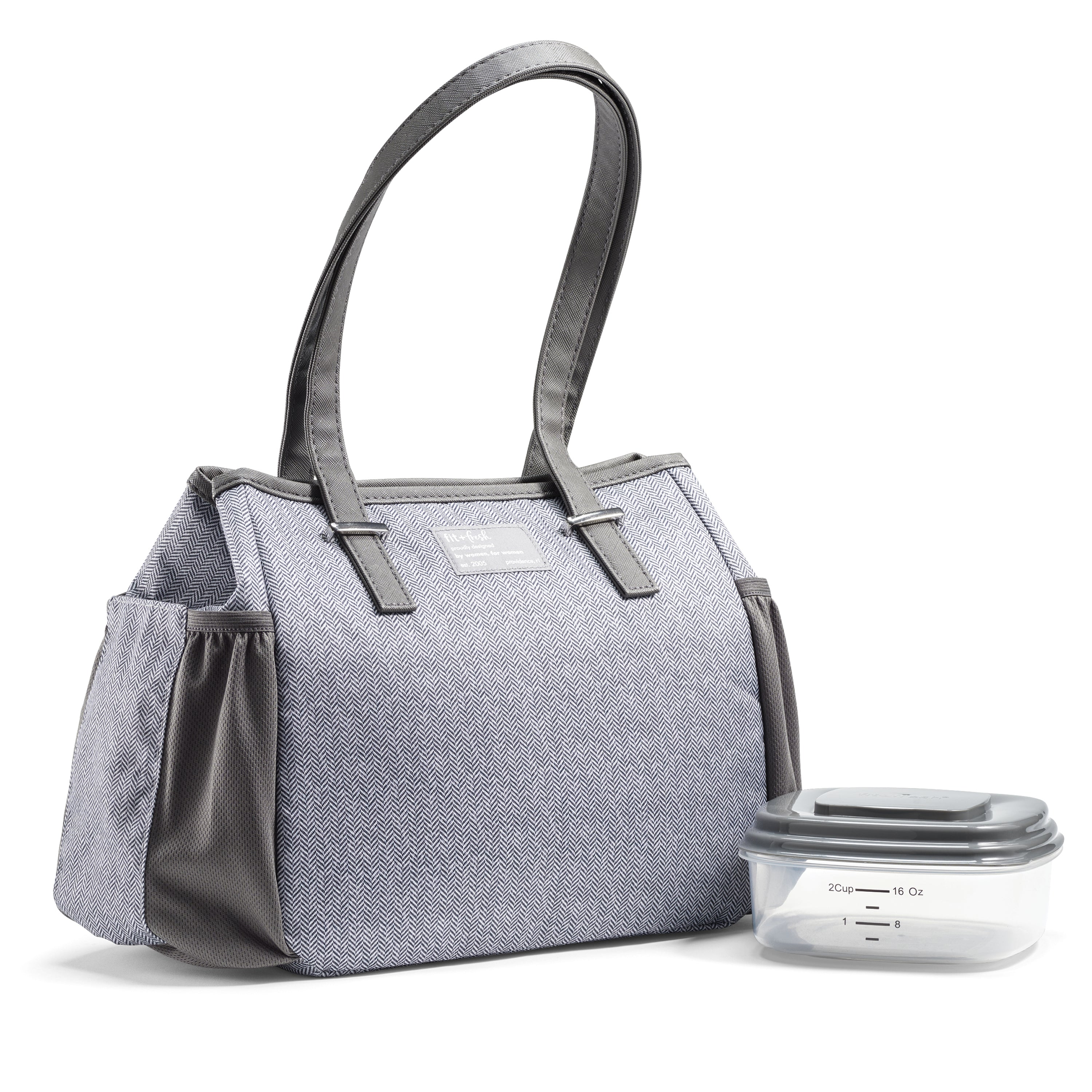 fit-fresh-copley-lunch-bag-with-lunch-kit-gray-tweed-extra-roomy-insulated-lunch image 1