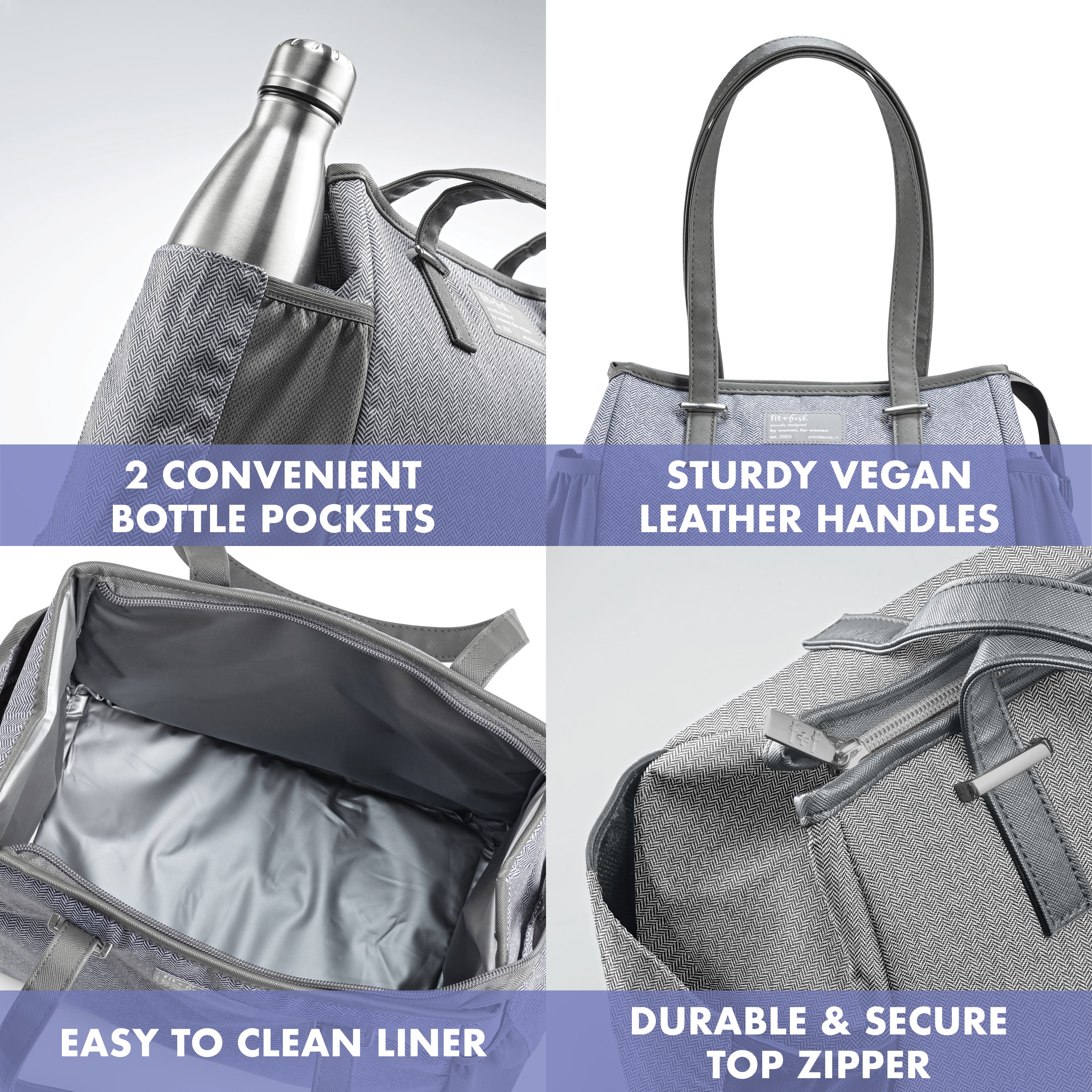 fit-fresh-copley-lunch-bag-with-lunch-kit-gray-tweed-extra-roomy-insulated-lunch image 4