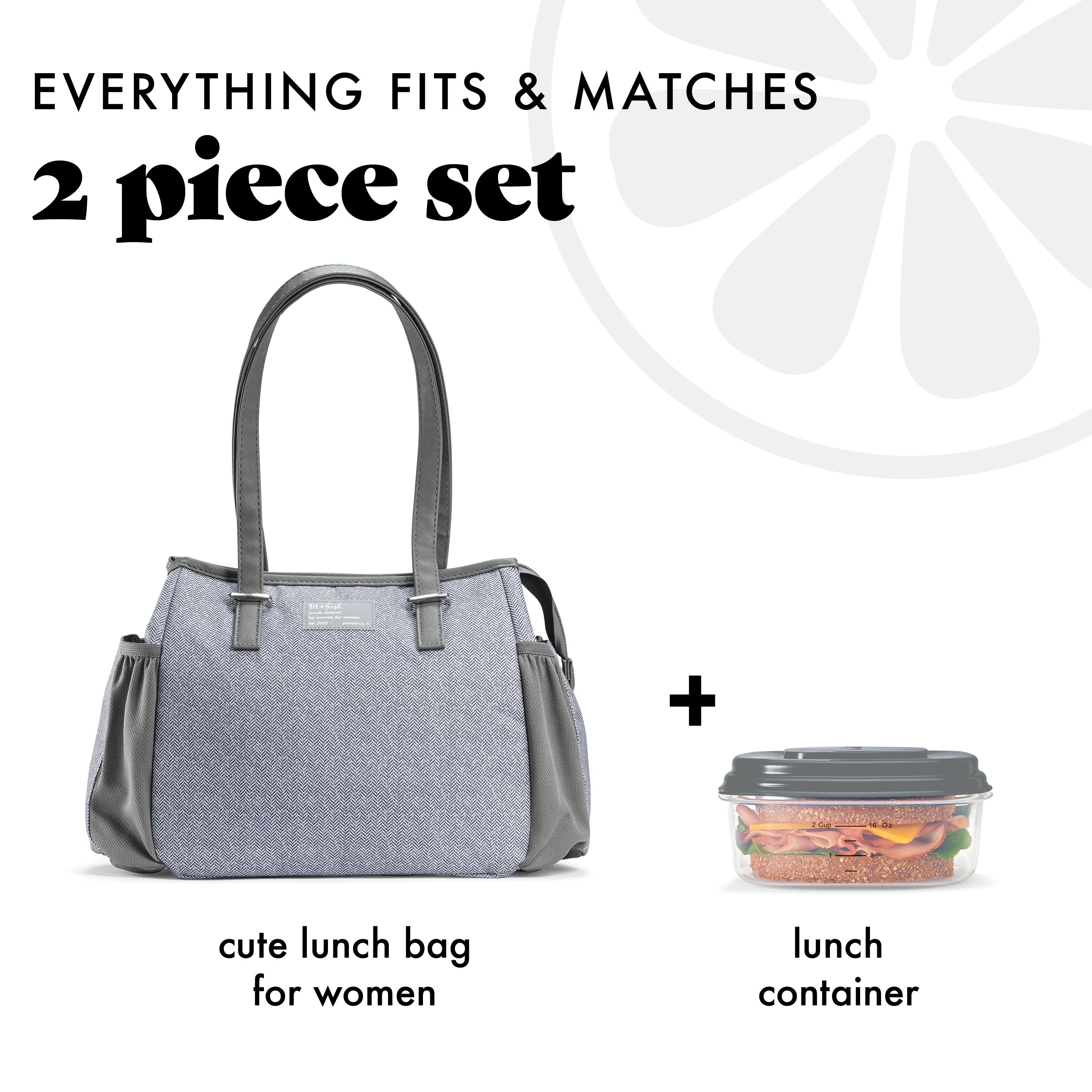 fit-fresh-copley-lunch-bag-with-lunch-kit-gray-tweed-extra-roomy-insulated-lunch image 2