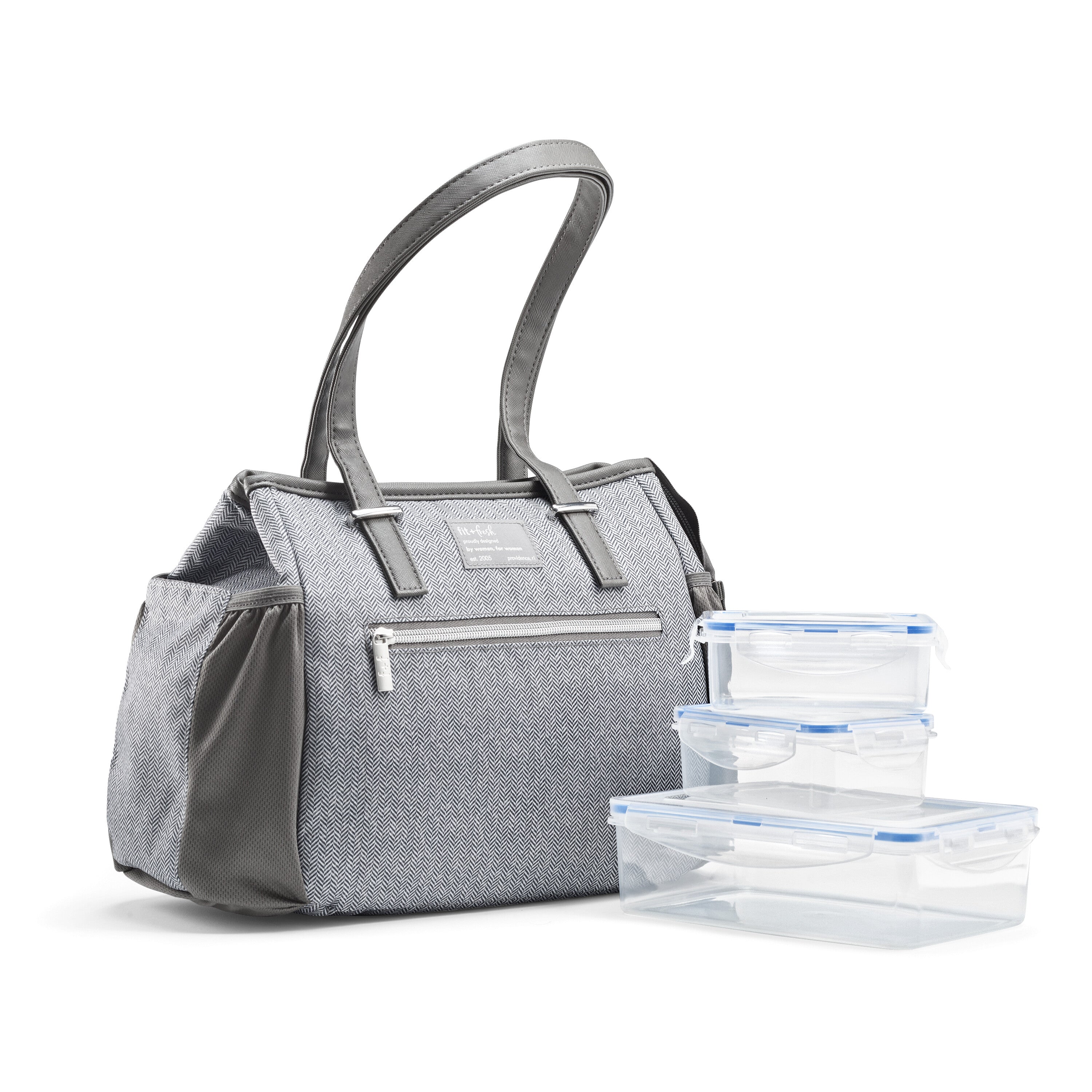fit-fresh-copley-lunch-bag-with-lunch-kit-gray-tweed-faneuil-13-x6-5-x11-insulat image 1