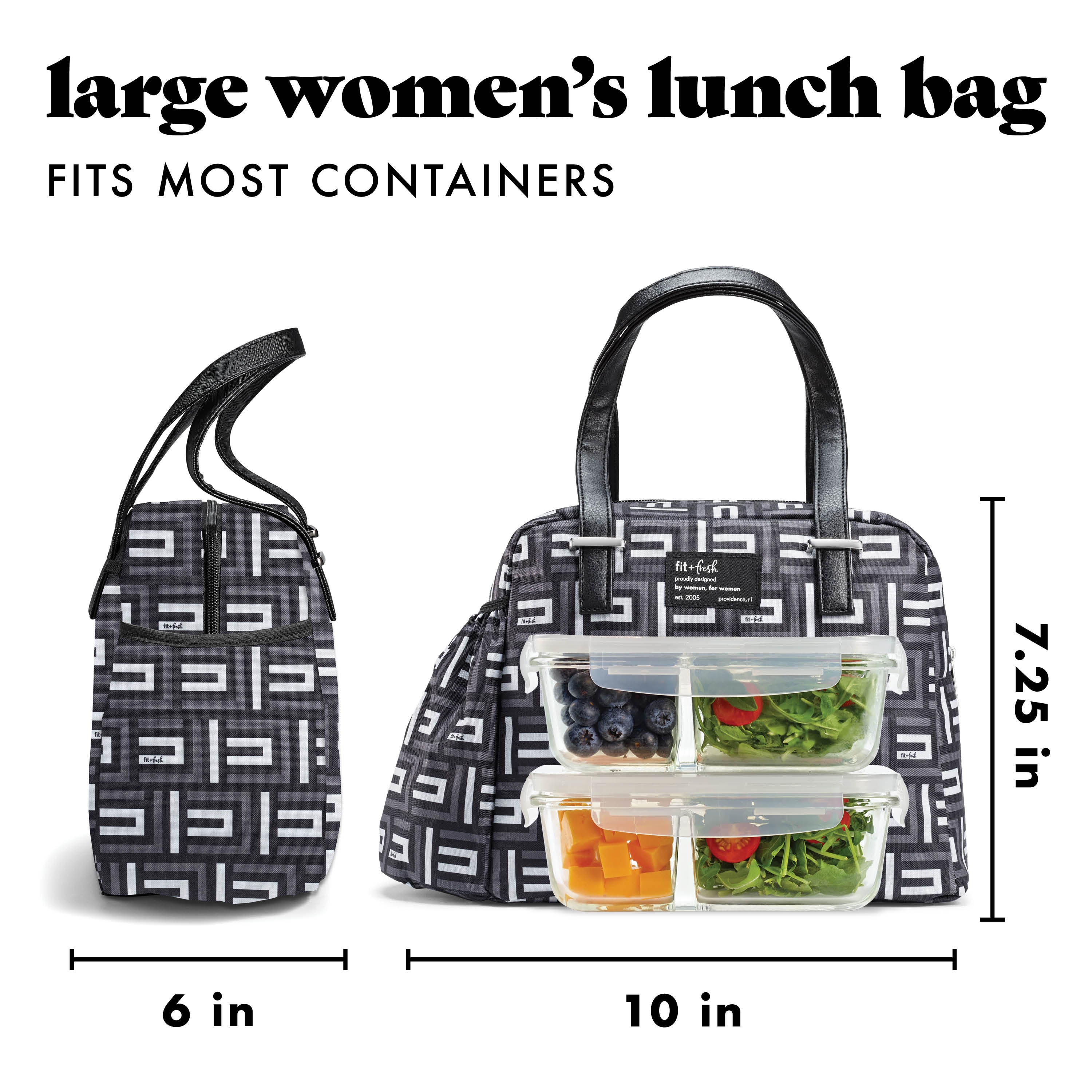 fit-fresh-laketown-lunch-bag-with-lunch-kit-black-geo image 3