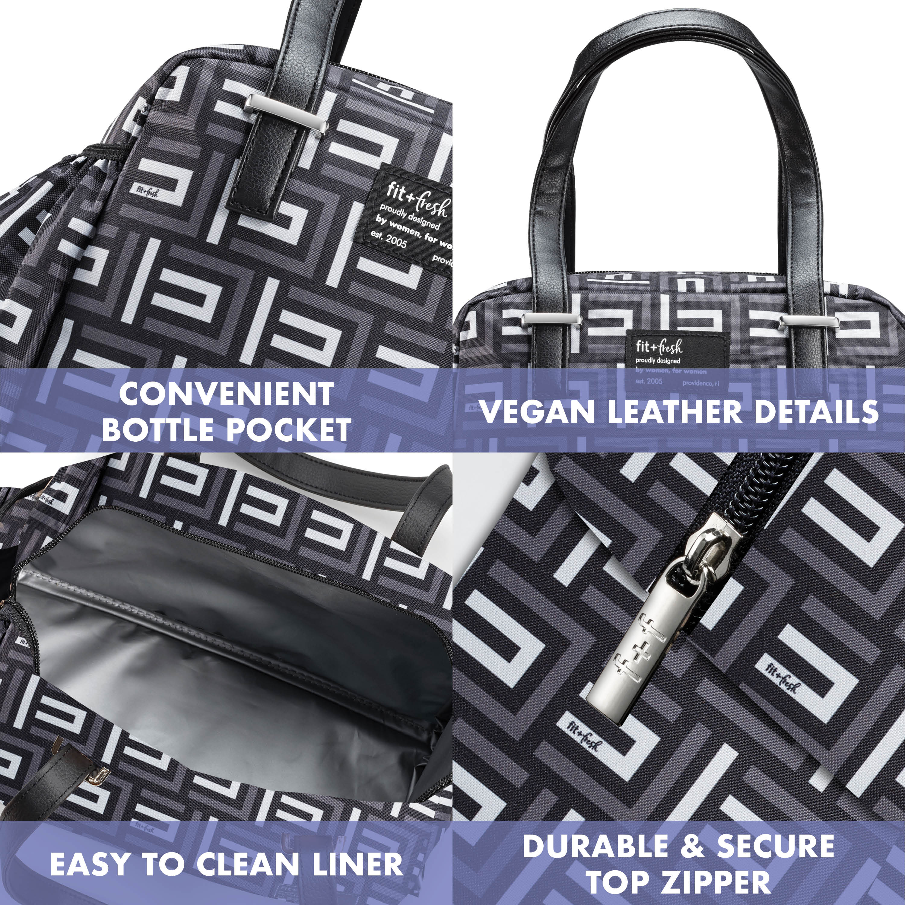 fit-fresh-laketown-lunch-bag-with-lunch-kit-black-geo image 4