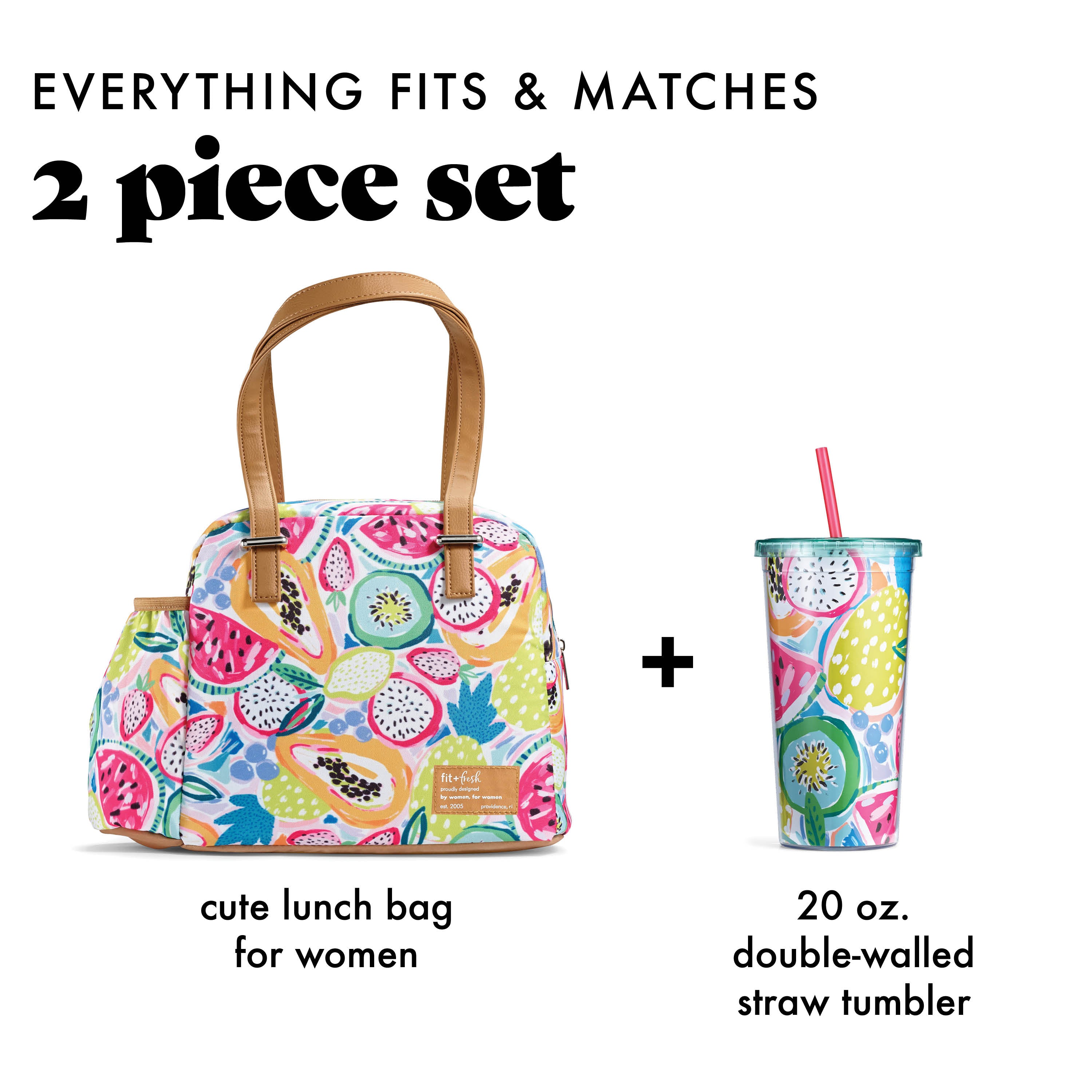 fit-fresh-laketown-lunch-bag-with-matching-tumbler-cup-fresh-fruit-print image 2