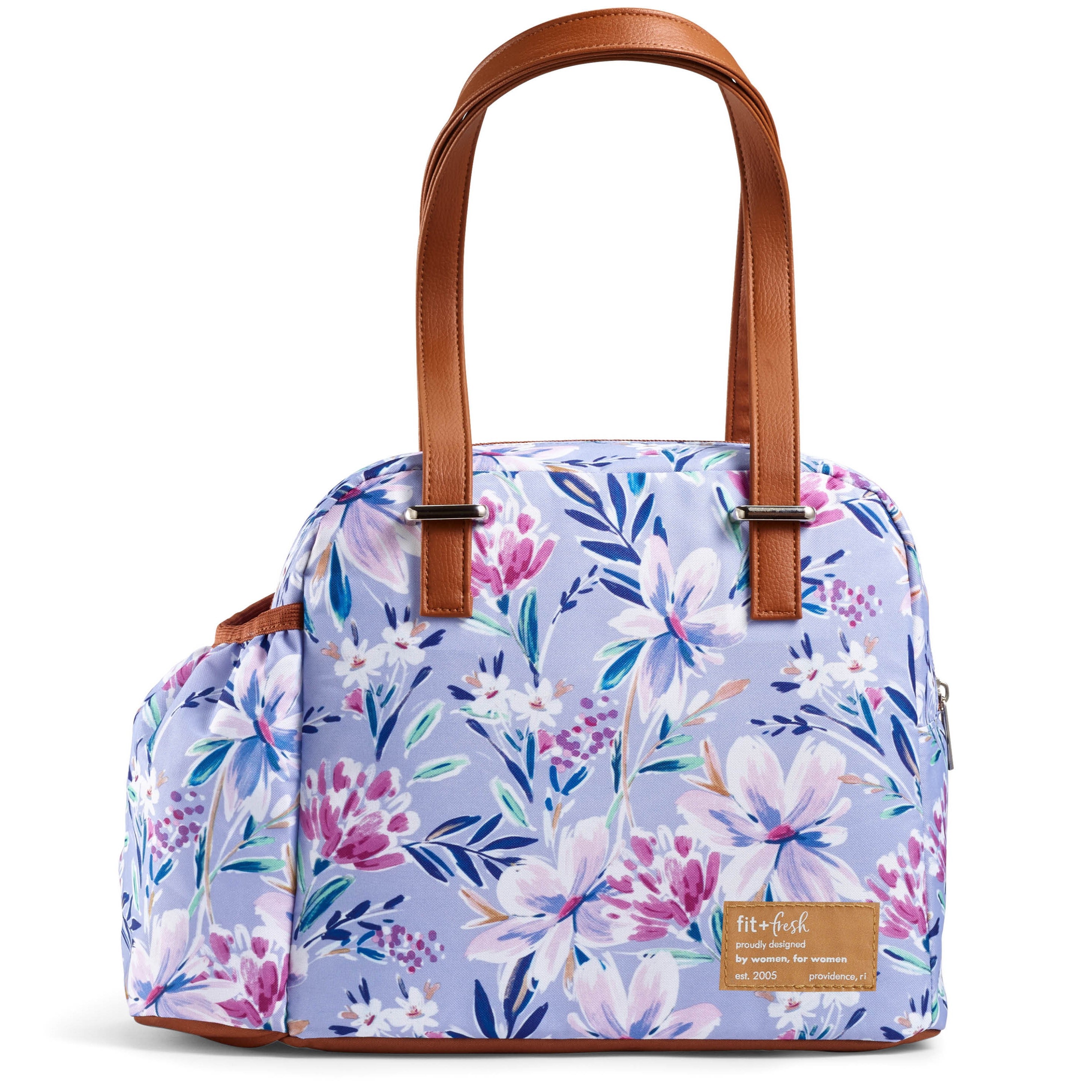 fit-fresh-laketown-lunch-bag-tulane-floral-lilac-compact-insulated-lunch-tote-wi image 1