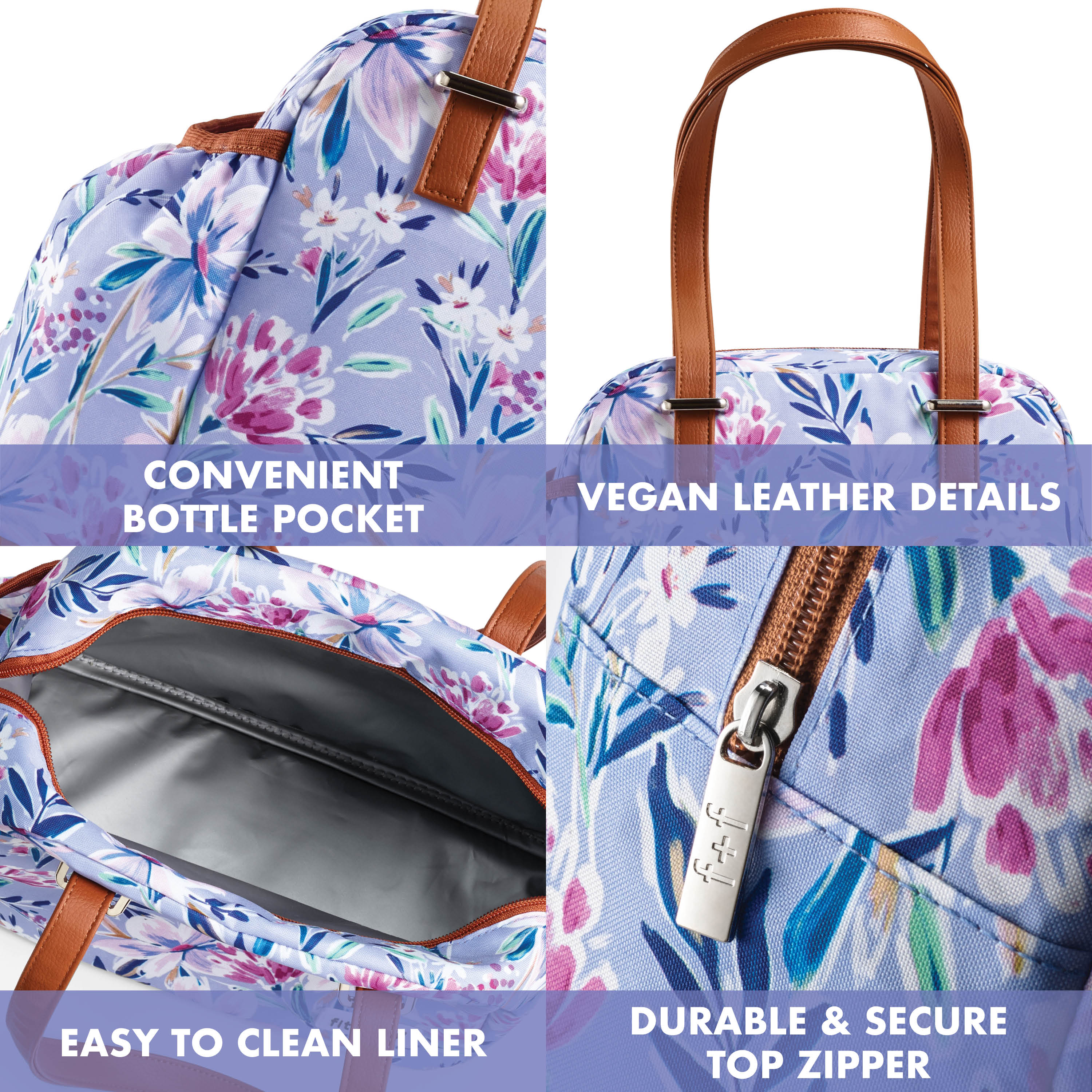 fit-fresh-laketown-lunch-bag-tulane-floral-lilac-compact-insulated-lunch-tote-wi image 3