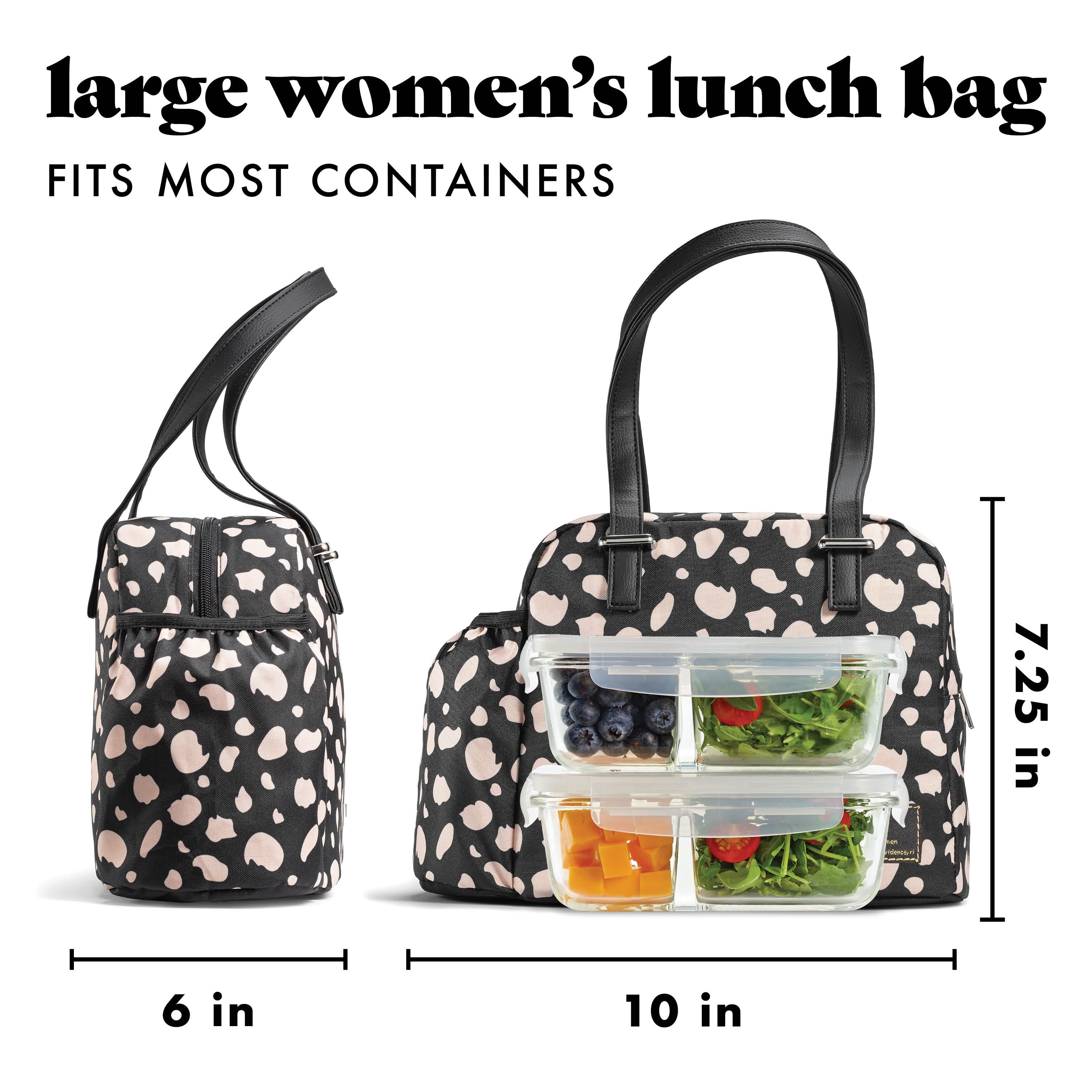fit-fresh-laketown-lunch-bag-black-cheetah-roomy-insulated-lunch-bag-with-should image 2