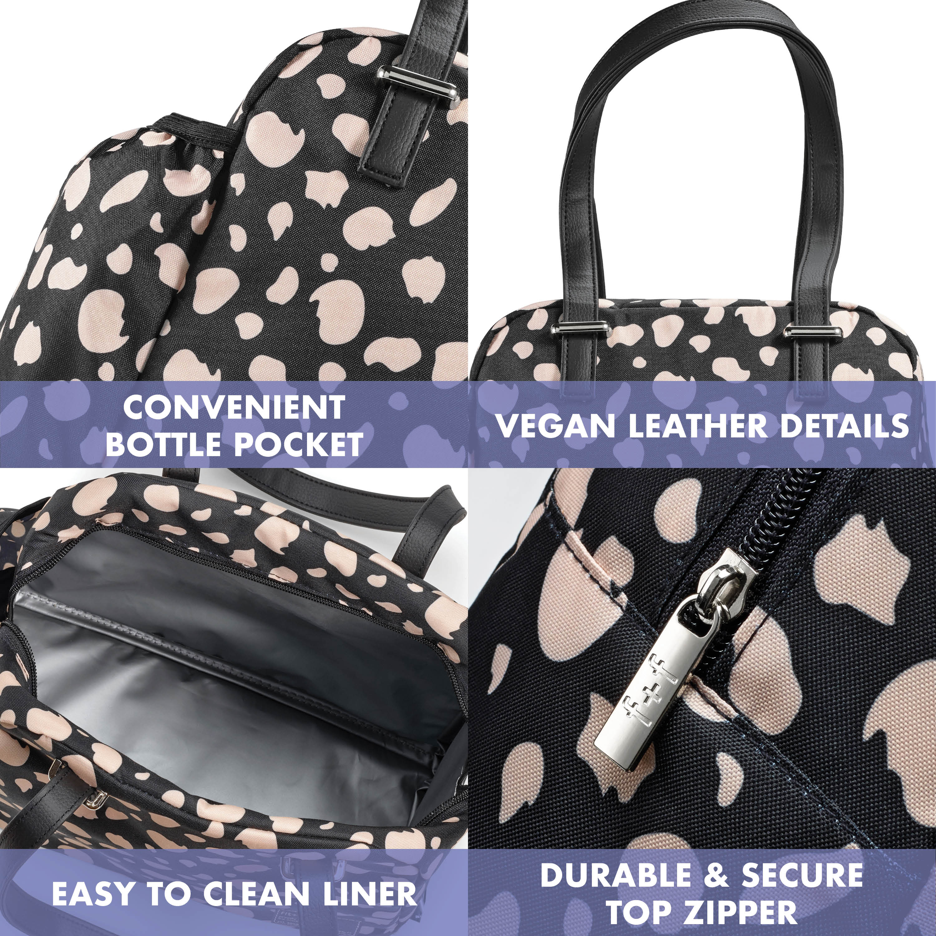 fit-fresh-laketown-lunch-bag-black-cheetah-roomy-insulated-lunch-bag-with-should image 3