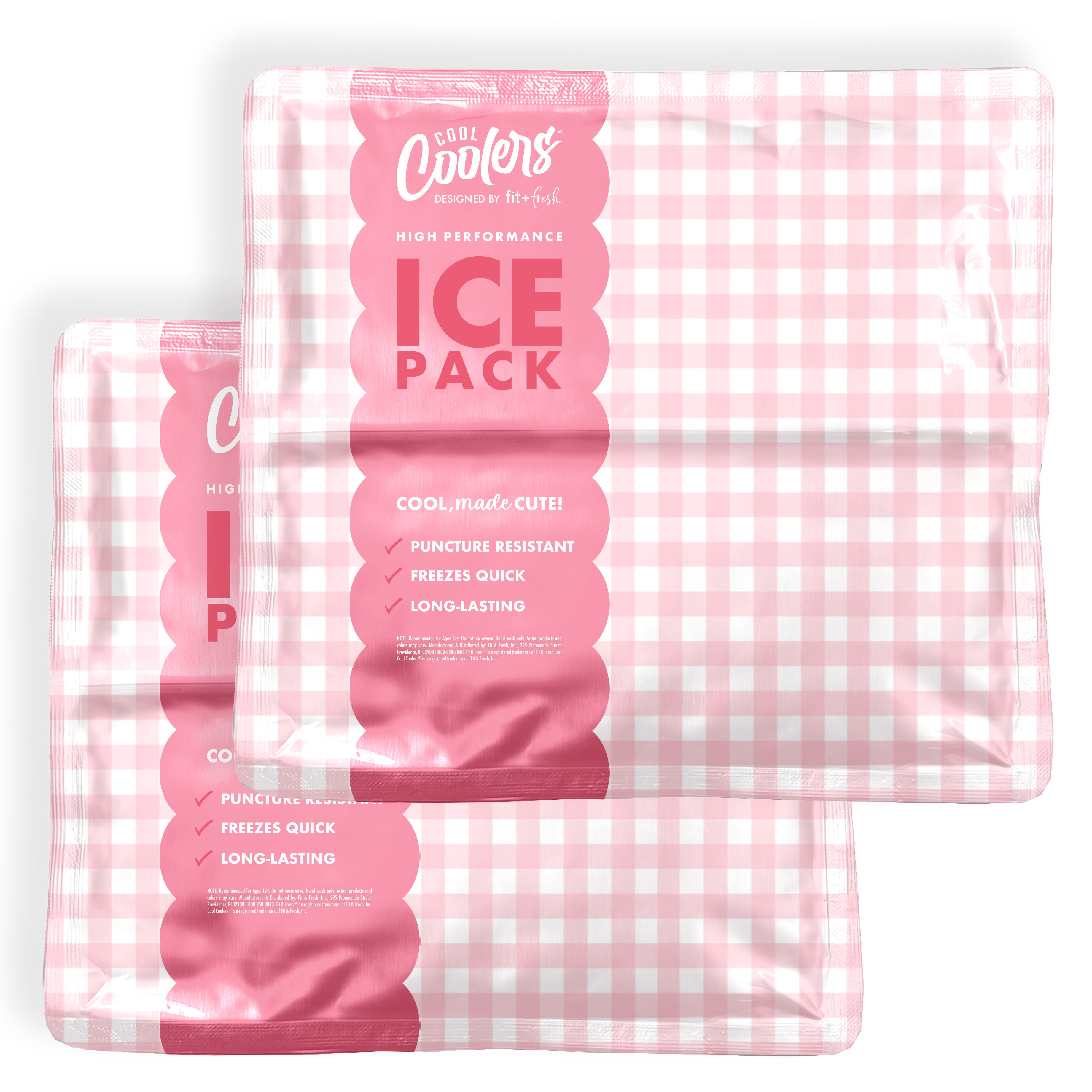 fit-fresh-cool-coolers-xxl-high-performance-reusable-cooler-ice-pack-pink-gingha image 1