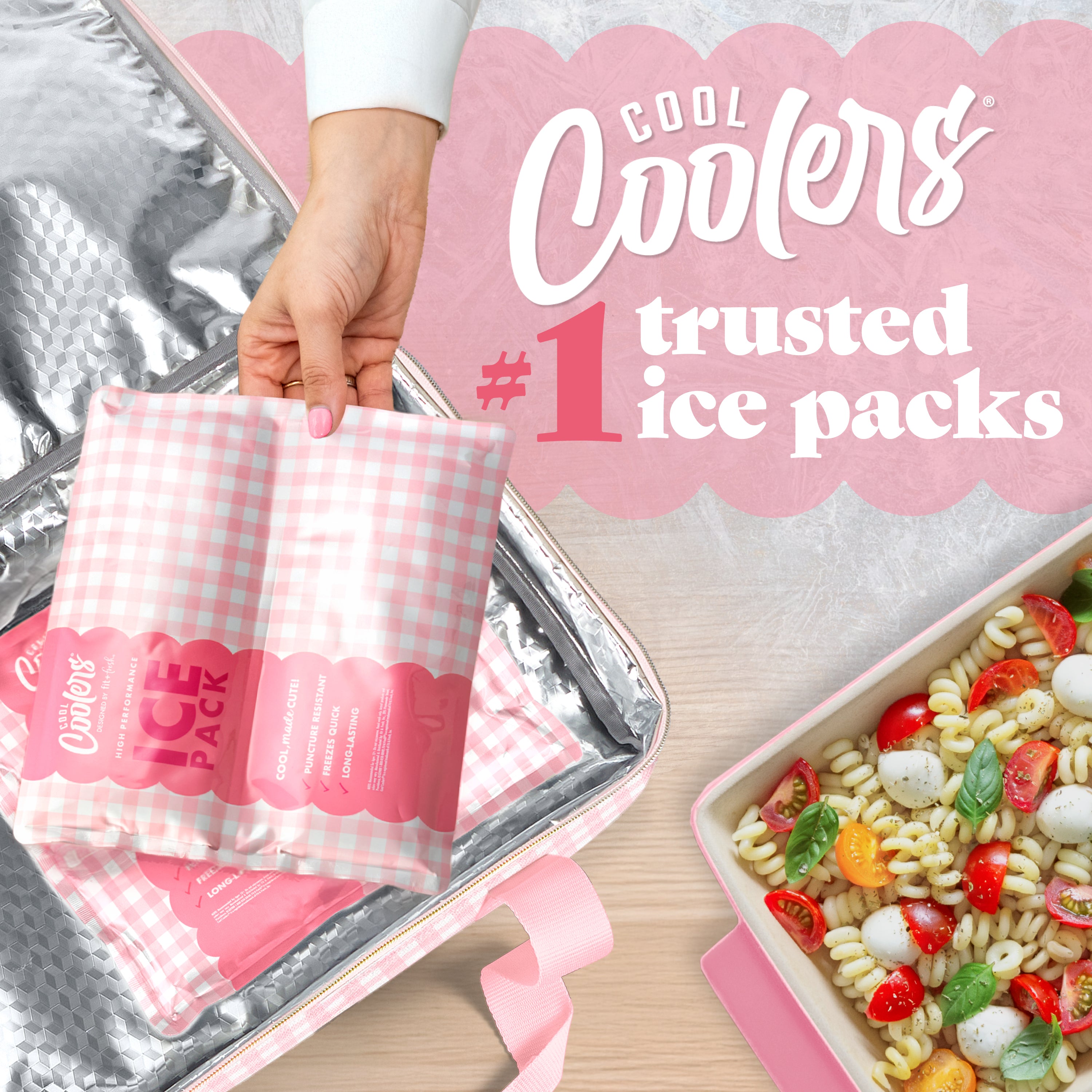 fit-fresh-cool-coolers-xxl-high-performance-reusable-cooler-ice-pack-pink-gingha image 2