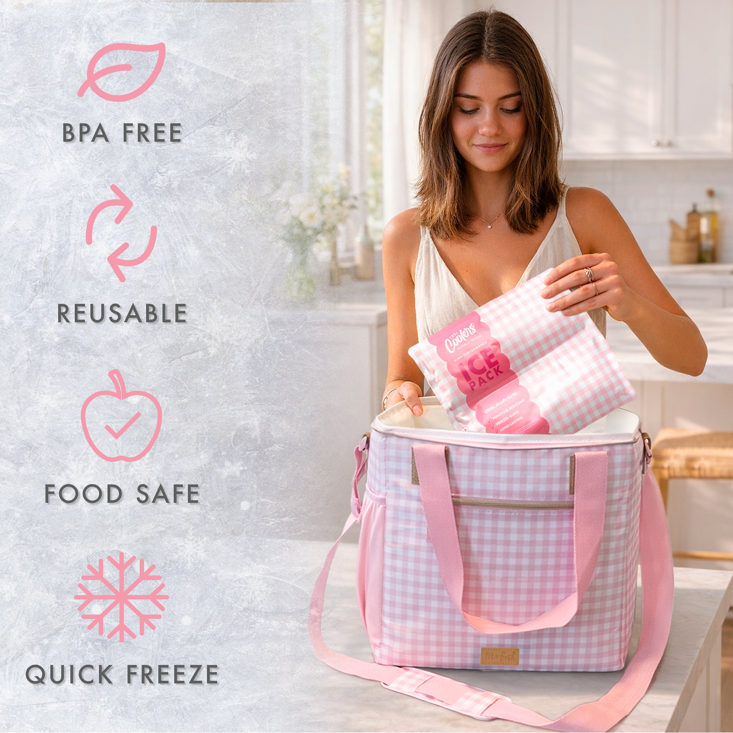 fit-fresh-cool-coolers-xxl-high-performance-reusable-cooler-ice-pack-pink-gingha image 4