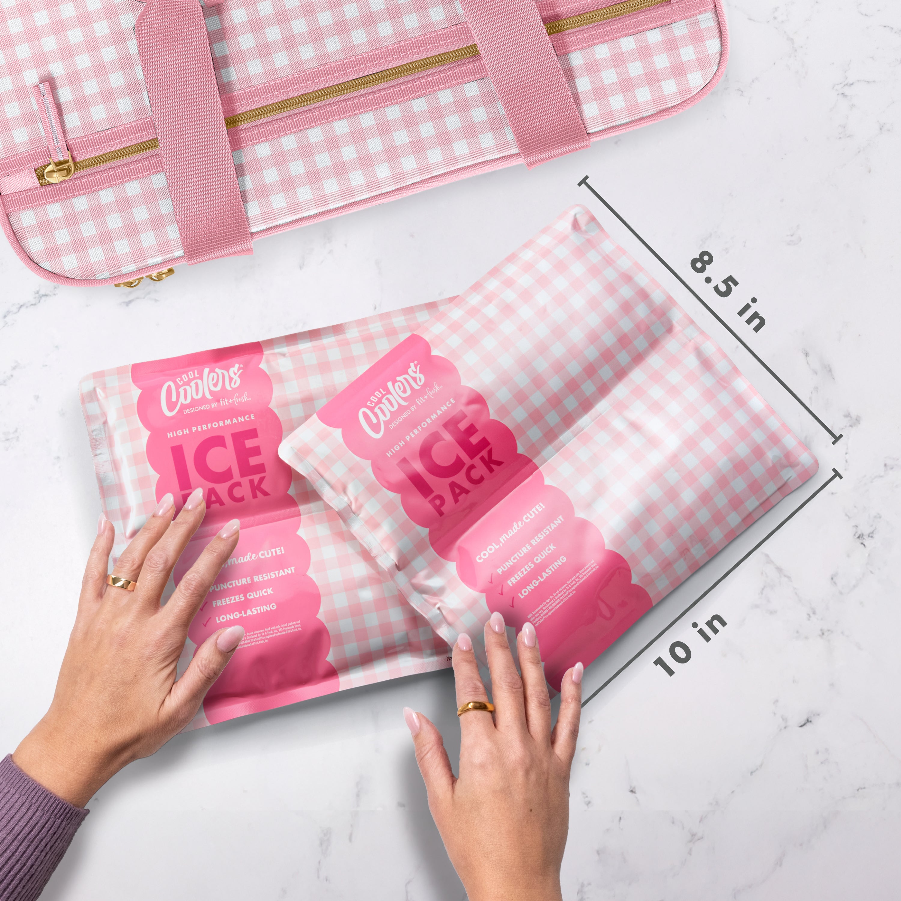 fit-fresh-cool-coolers-xxl-high-performance-reusable-cooler-ice-pack-pink-gingha image 5