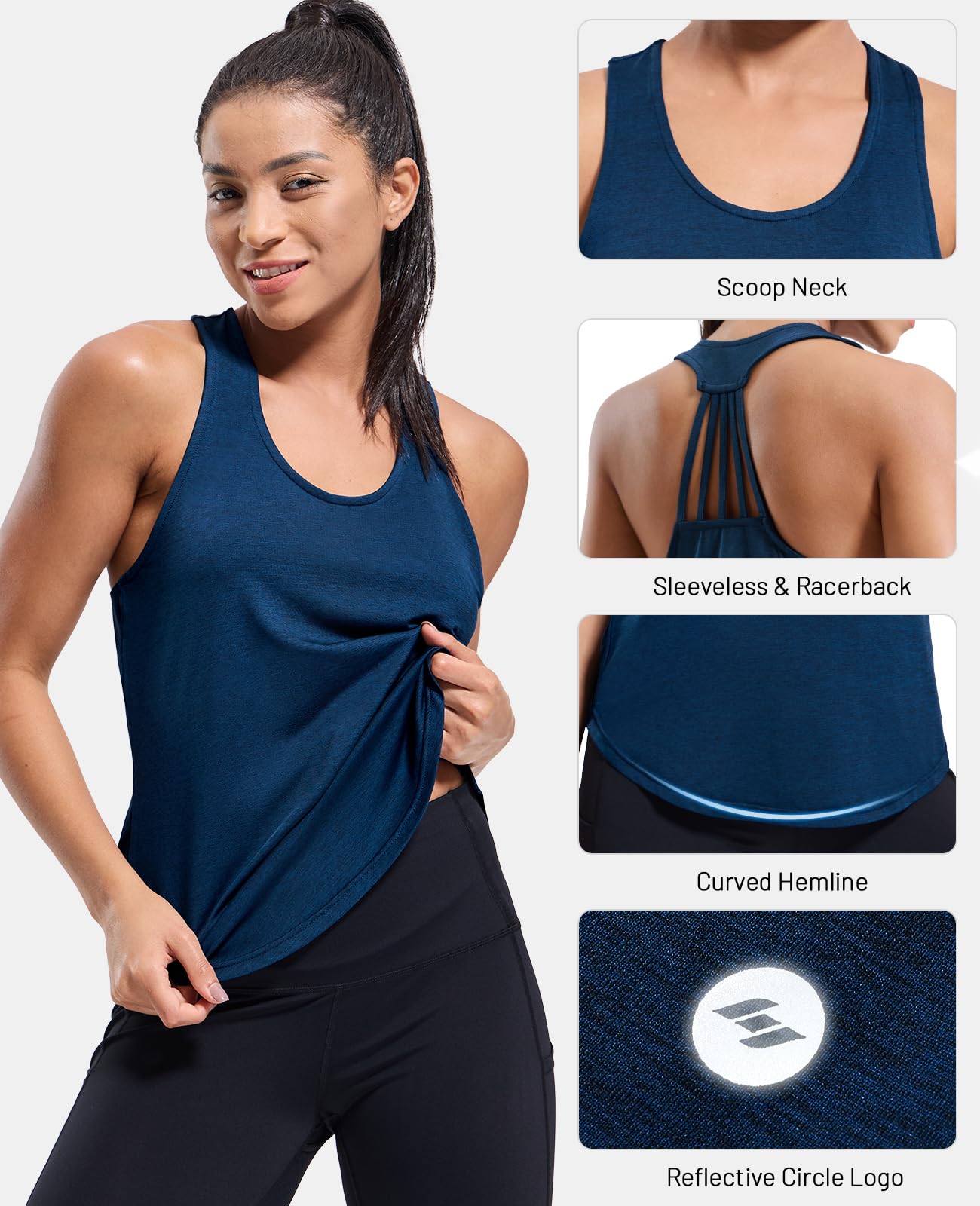 mier-women-s-strapflow-curvy-racerback-tank-top-quick-dry-cut-out-back image 5