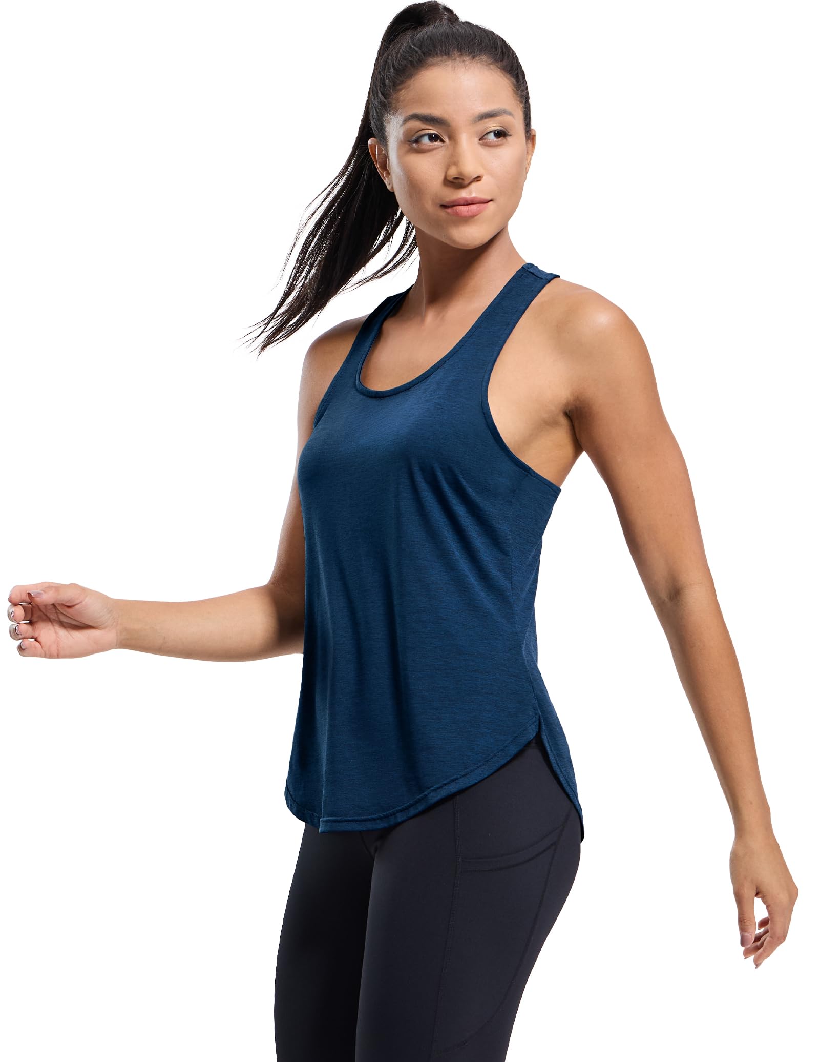 mier-women-s-strapflow-curvy-racerback-tank-top-quick-dry-cut-out-back image 6