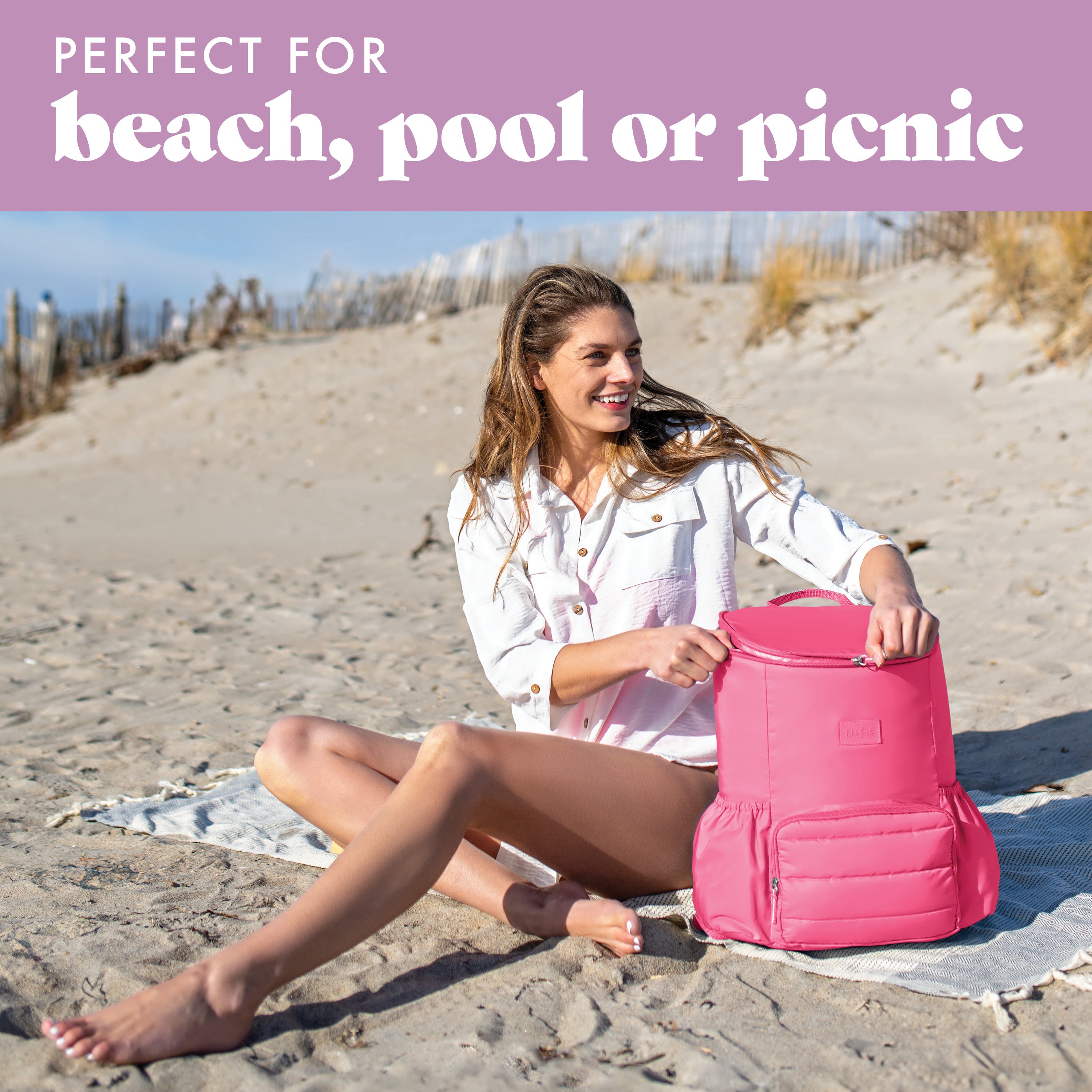 fit-fresh-izzy-24-can-backpack-cooler-hot-pink-insulated-hands-free-cooler-backp image 3