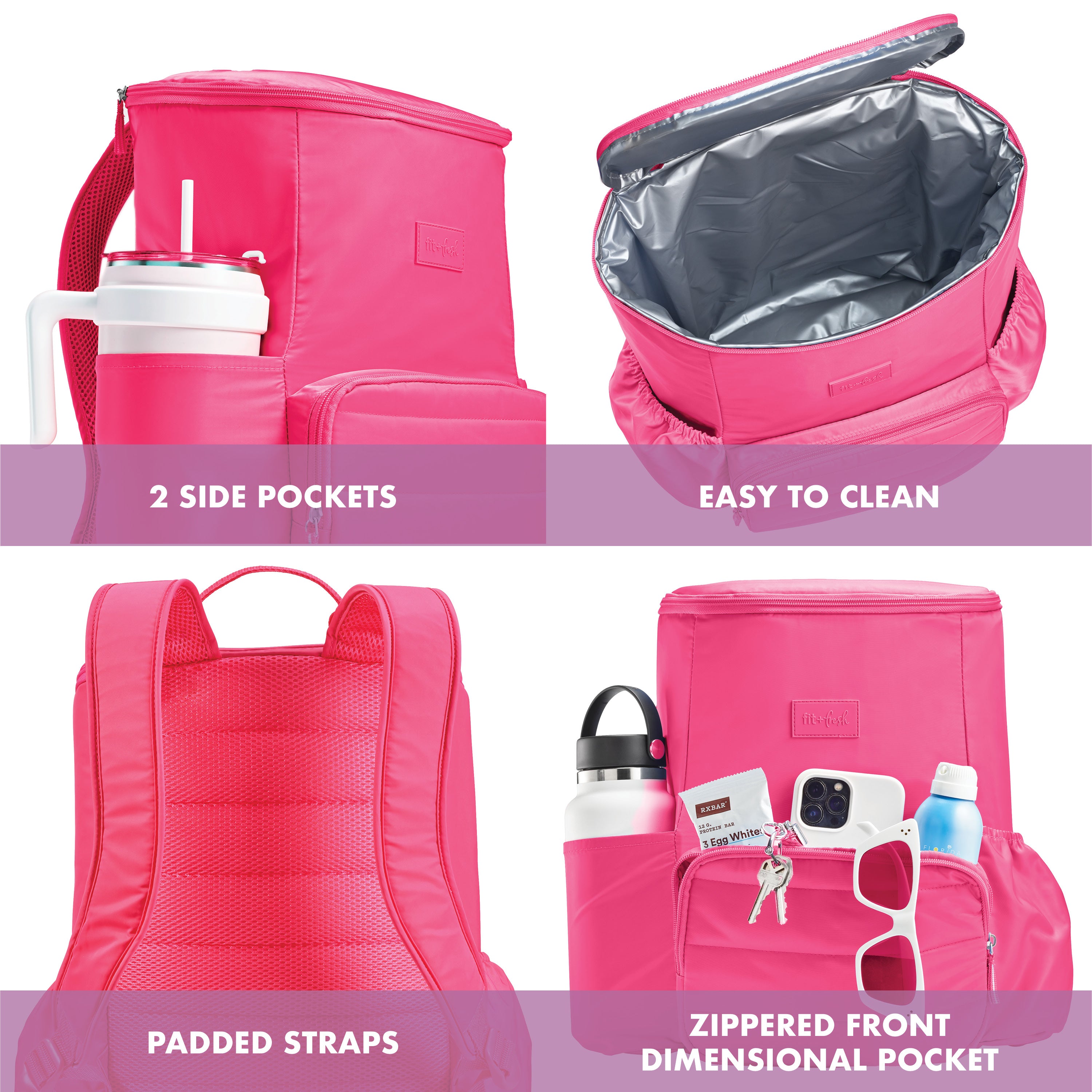 fit-fresh-izzy-24-can-backpack-cooler-hot-pink-insulated-hands-free-cooler-backp image 5