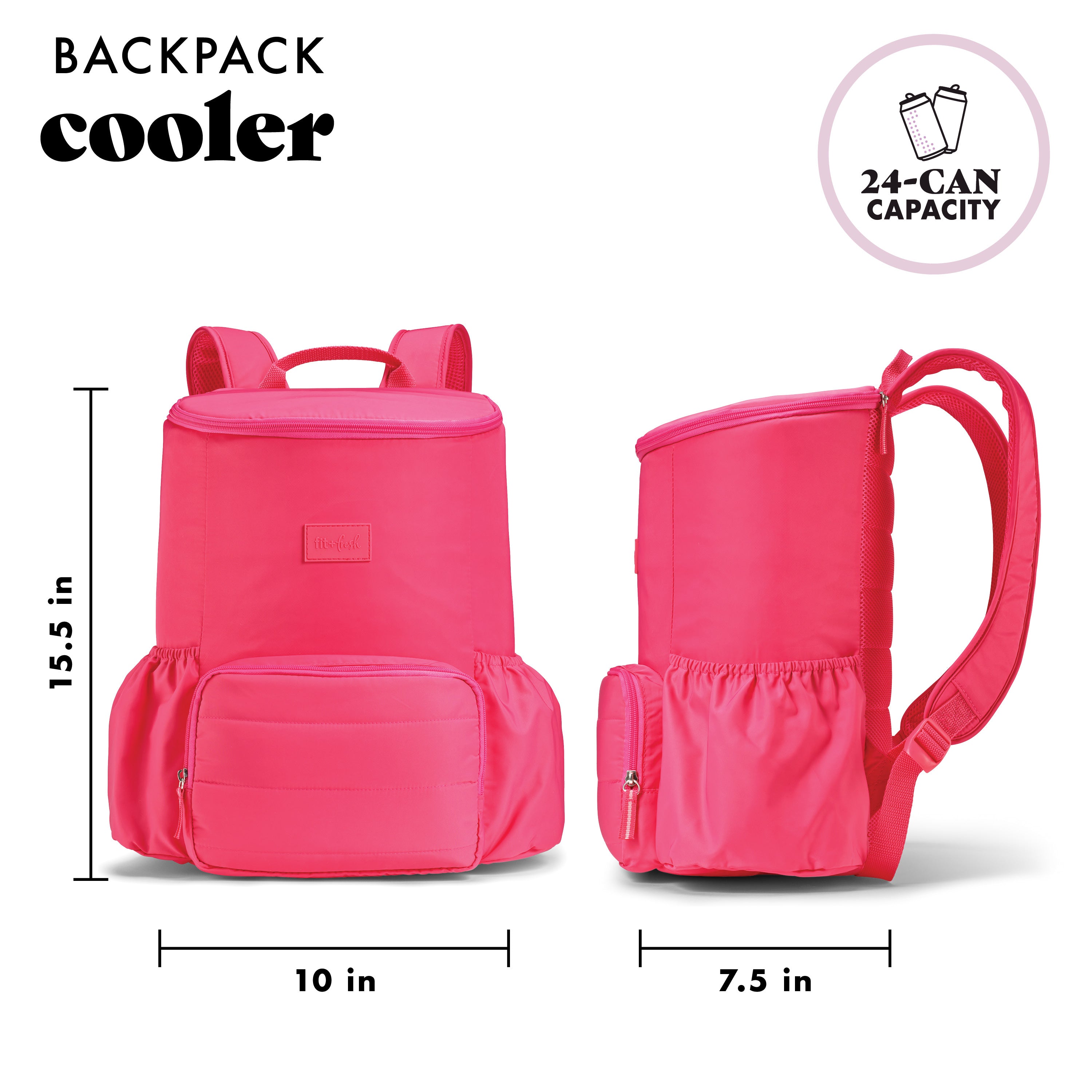 fit-fresh-izzy-24-can-backpack-cooler-hot-pink-insulated-hands-free-cooler-backp image 4