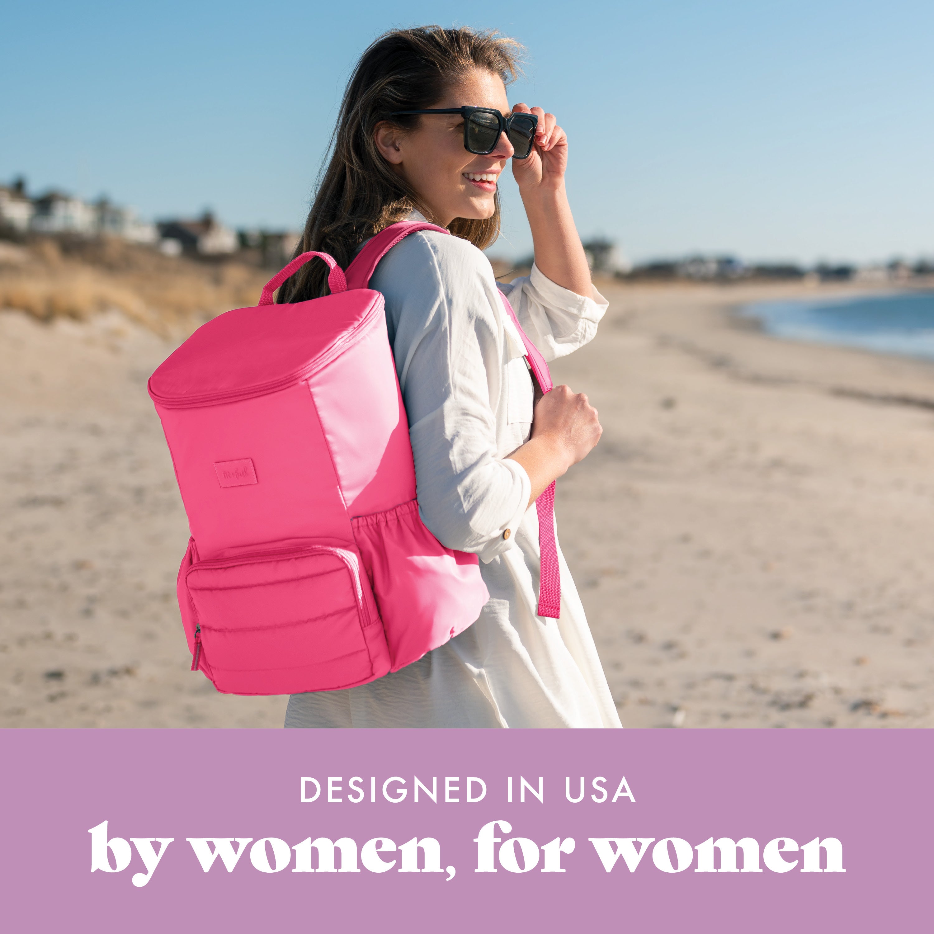 fit-fresh-izzy-24-can-backpack-cooler-hot-pink-insulated-hands-free-cooler-backp image 6