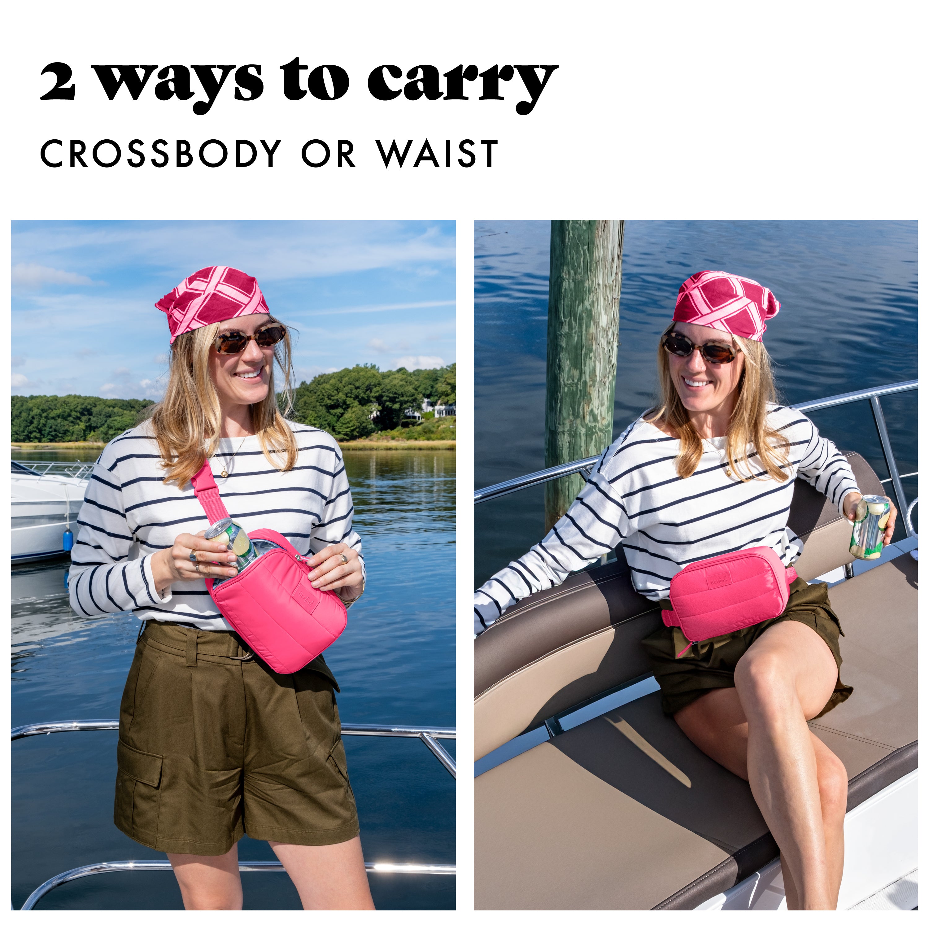 fit-fresh-jada-3-can-cooler-belt-bag-hot-pink-insulated-hands-free-sling-cooler- image 3