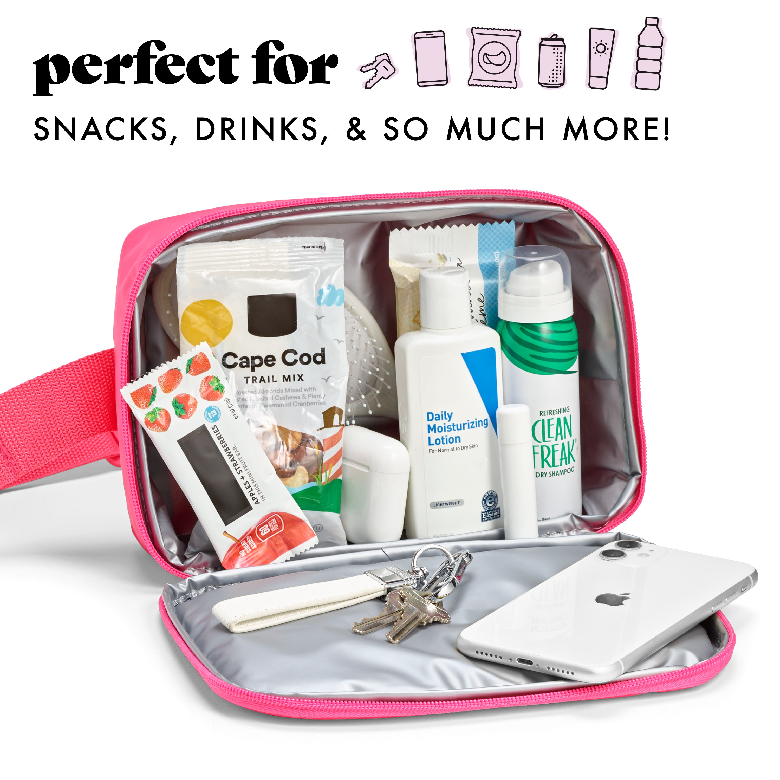 fit-fresh-jada-3-can-cooler-belt-bag-hot-pink-insulated-hands-free-sling-cooler- image 4