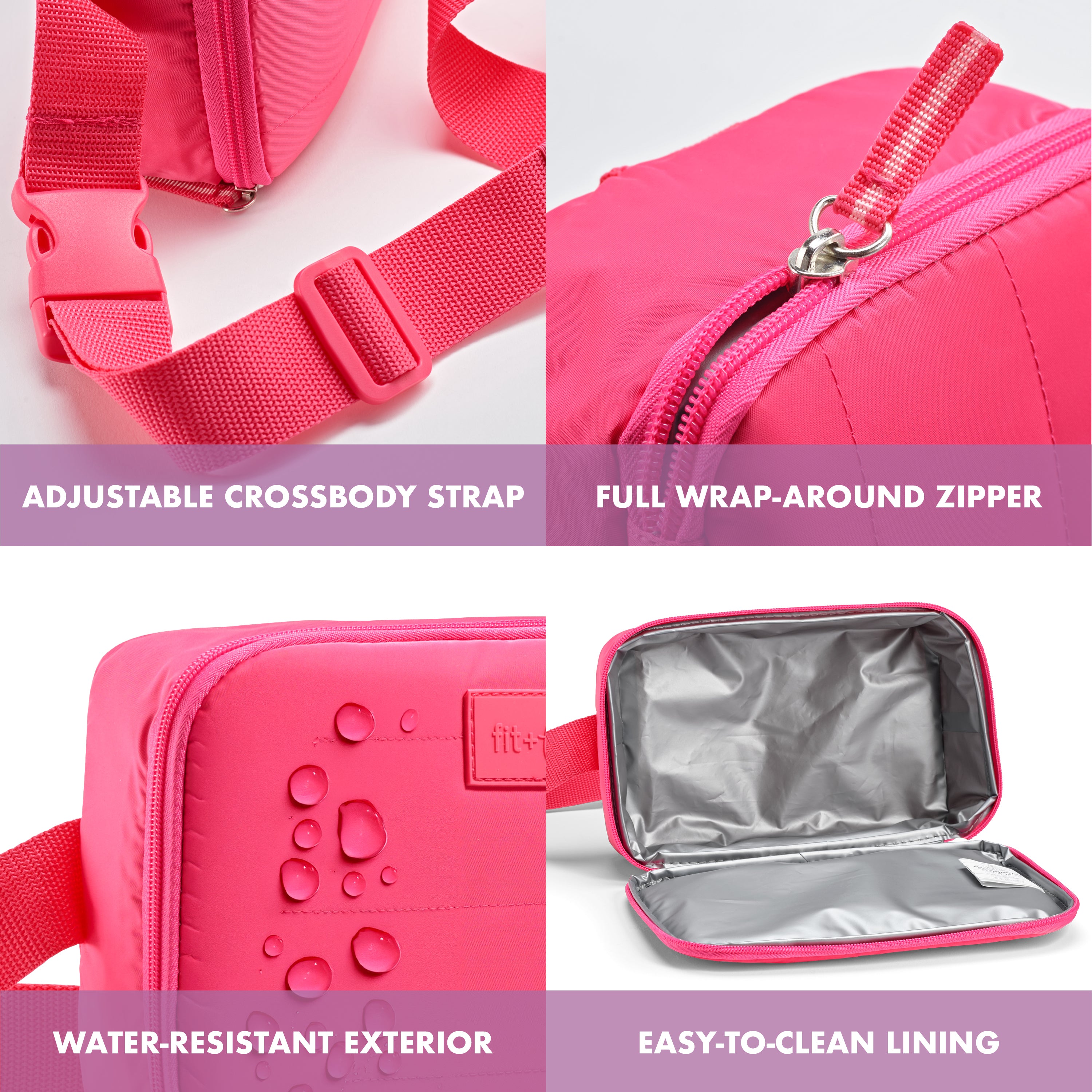 fit-fresh-jada-3-can-cooler-belt-bag-hot-pink-insulated-hands-free-sling-cooler- image 5