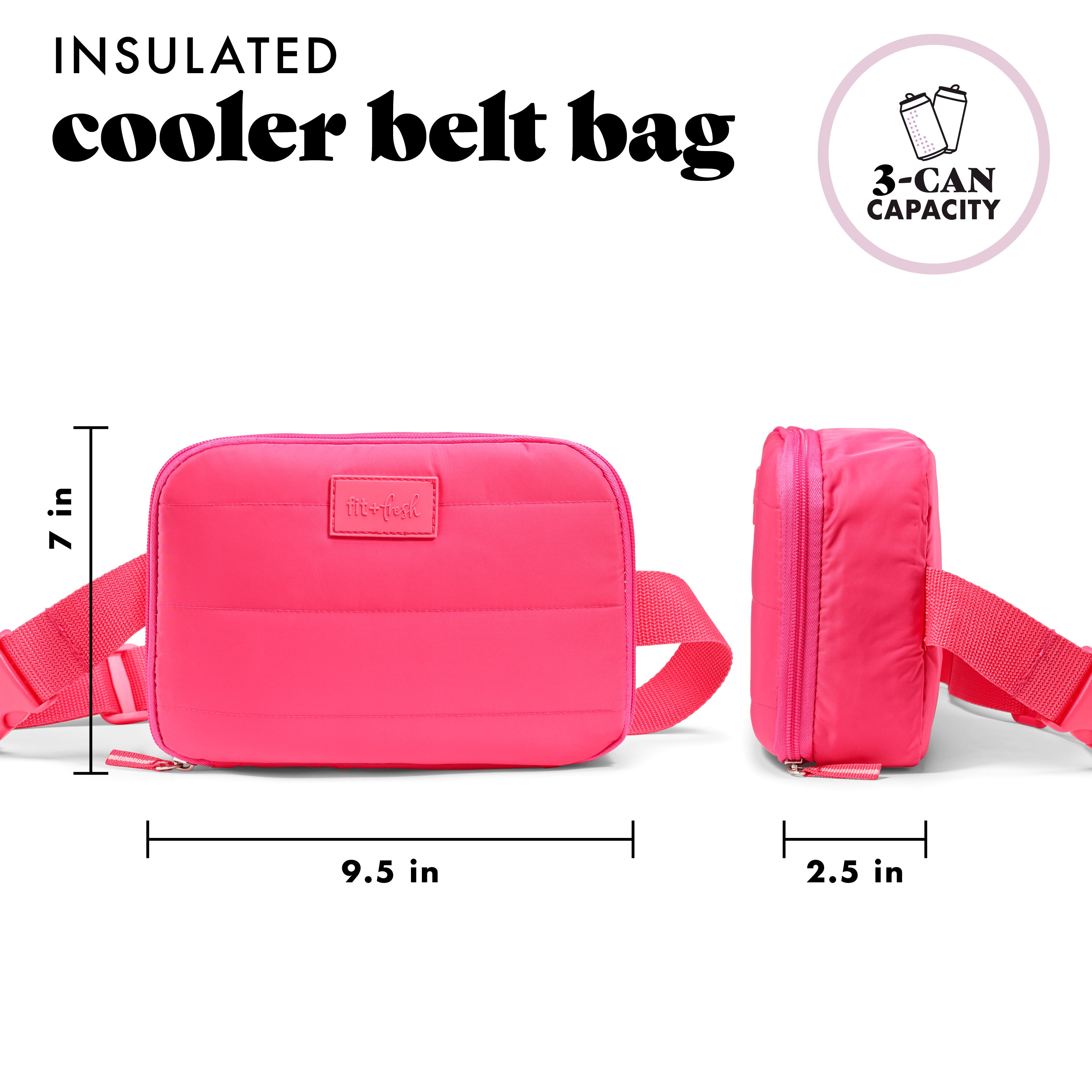 fit-fresh-jada-3-can-cooler-belt-bag-hot-pink-insulated-hands-free-sling-cooler- image 6