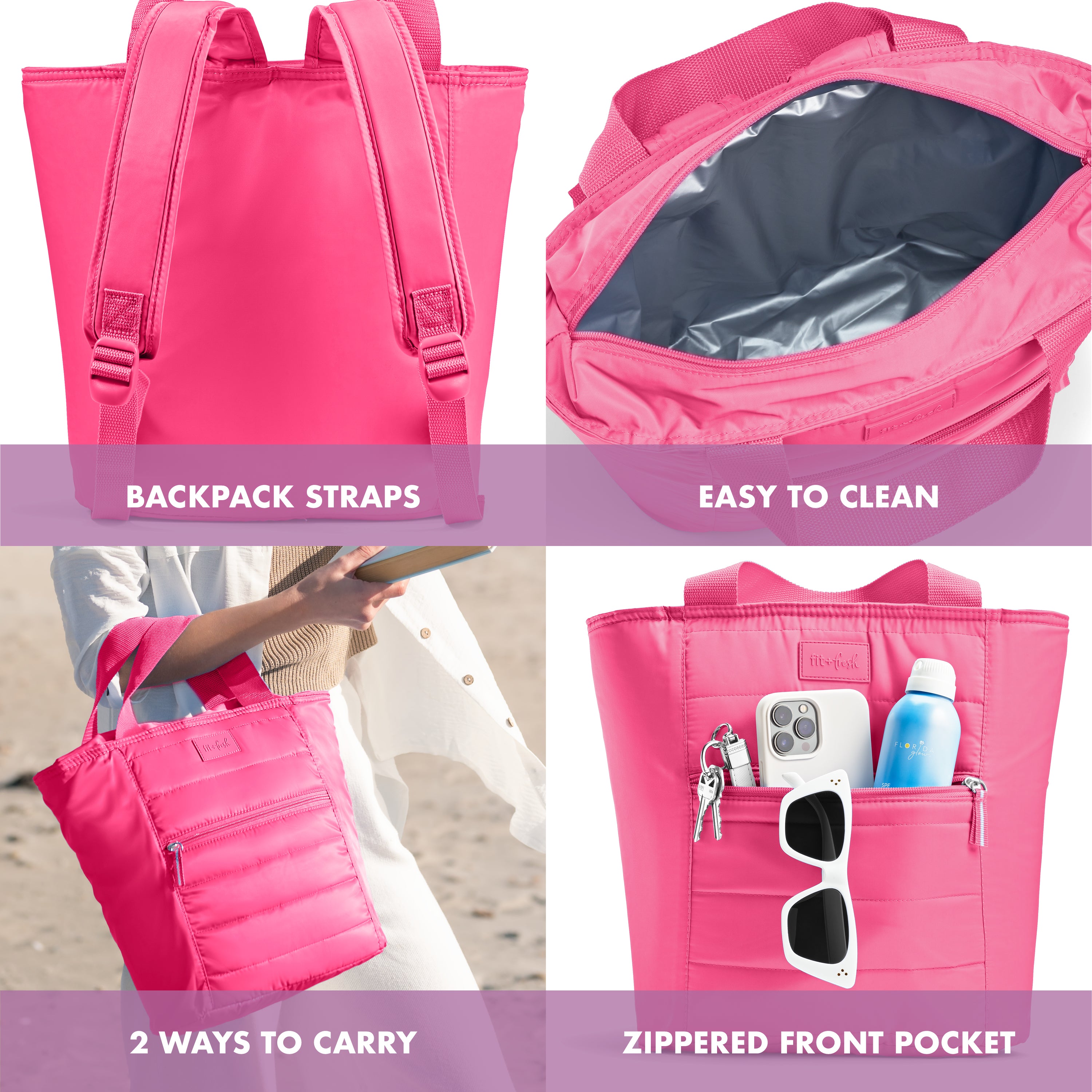 fit-fresh-mari-backpack-cooler-tote-insulated-12-can-holds-up-to-18-cans-hot-pin image 5