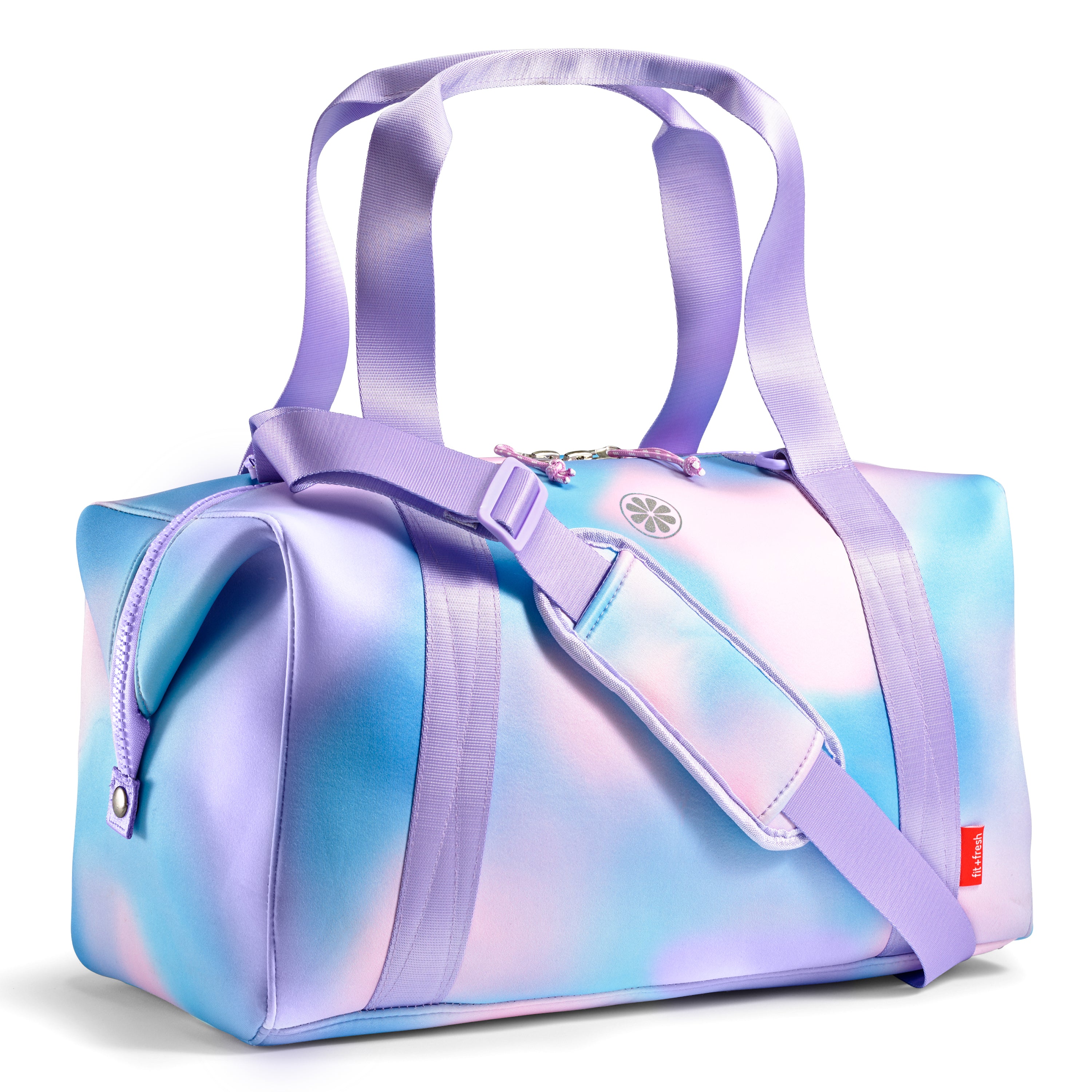 fit-fresh-neoprene-kids-travel-duffel-17-inch-pink-purple image 1