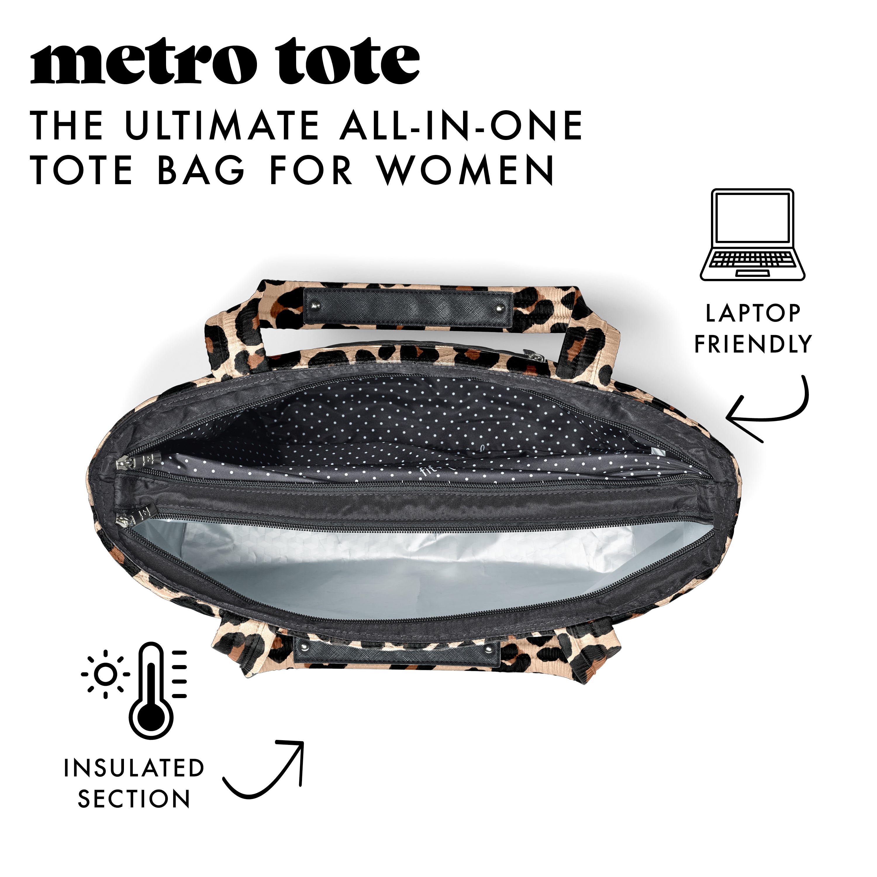 fit-fresh-metro-tote-2-in-1-work-lunch-bag-leopard-18-quilted-laptop-work-tote-w image 3