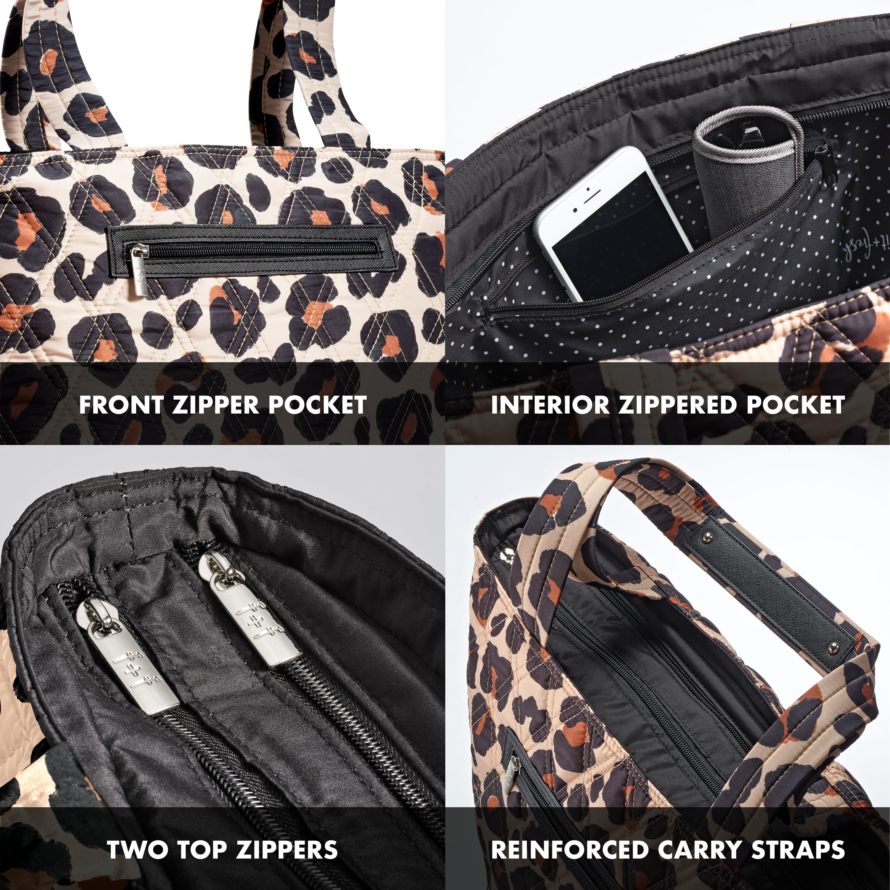 fit-fresh-metro-tote-2-in-1-work-lunch-bag-leopard-18-quilted-laptop-work-tote-w image 6