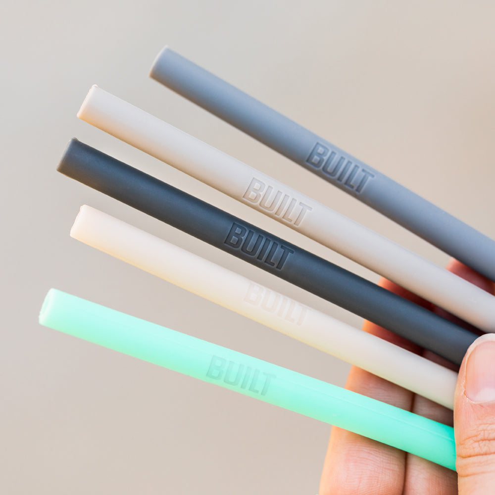 built-silicone-straw-set-with-cleaner-5-pack-bpa-free-reusable-straws-dishwasher image 4