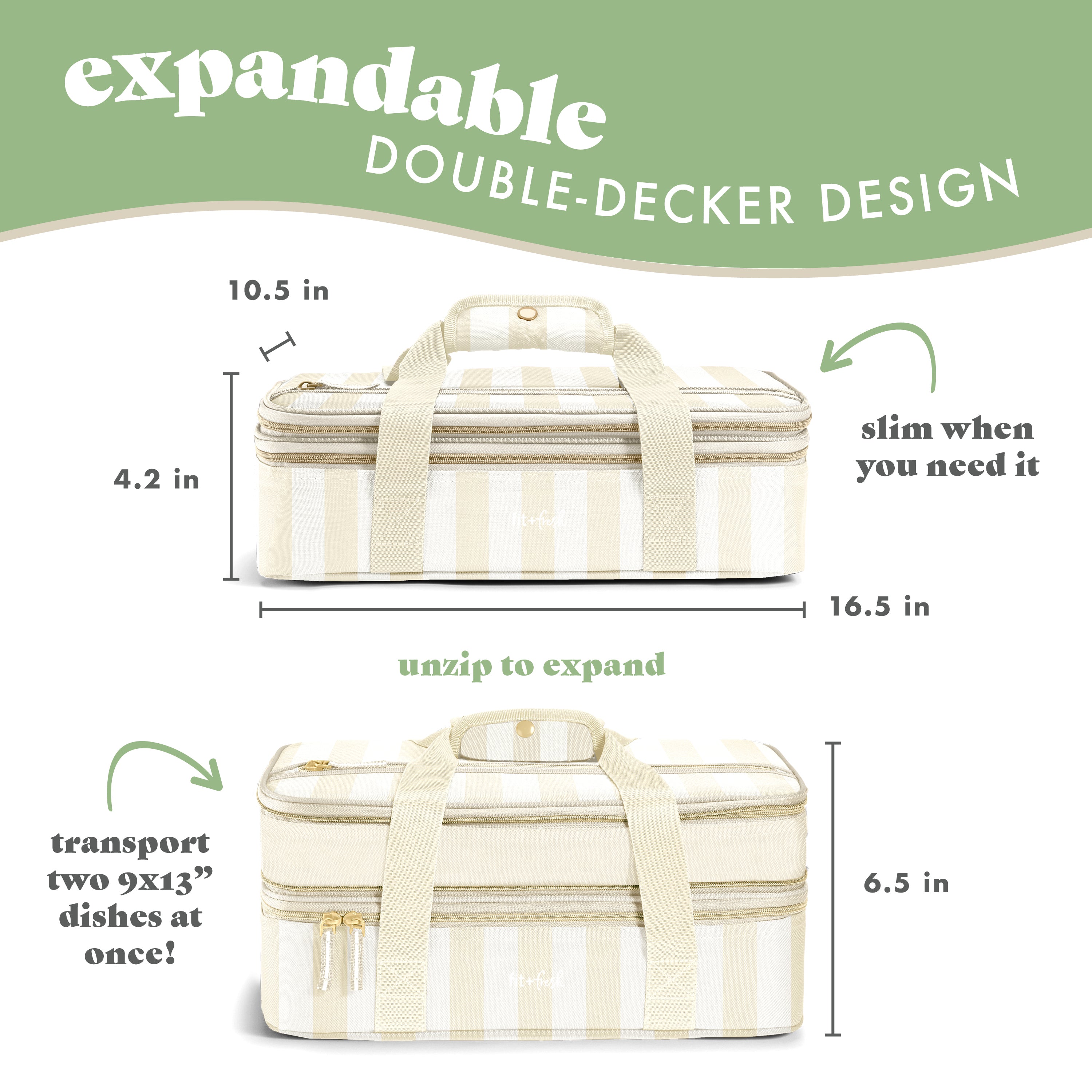 fit-fresh-insulated-double-decker-casserole-carrier-pina-colada-cabana-stripe-tw image 4