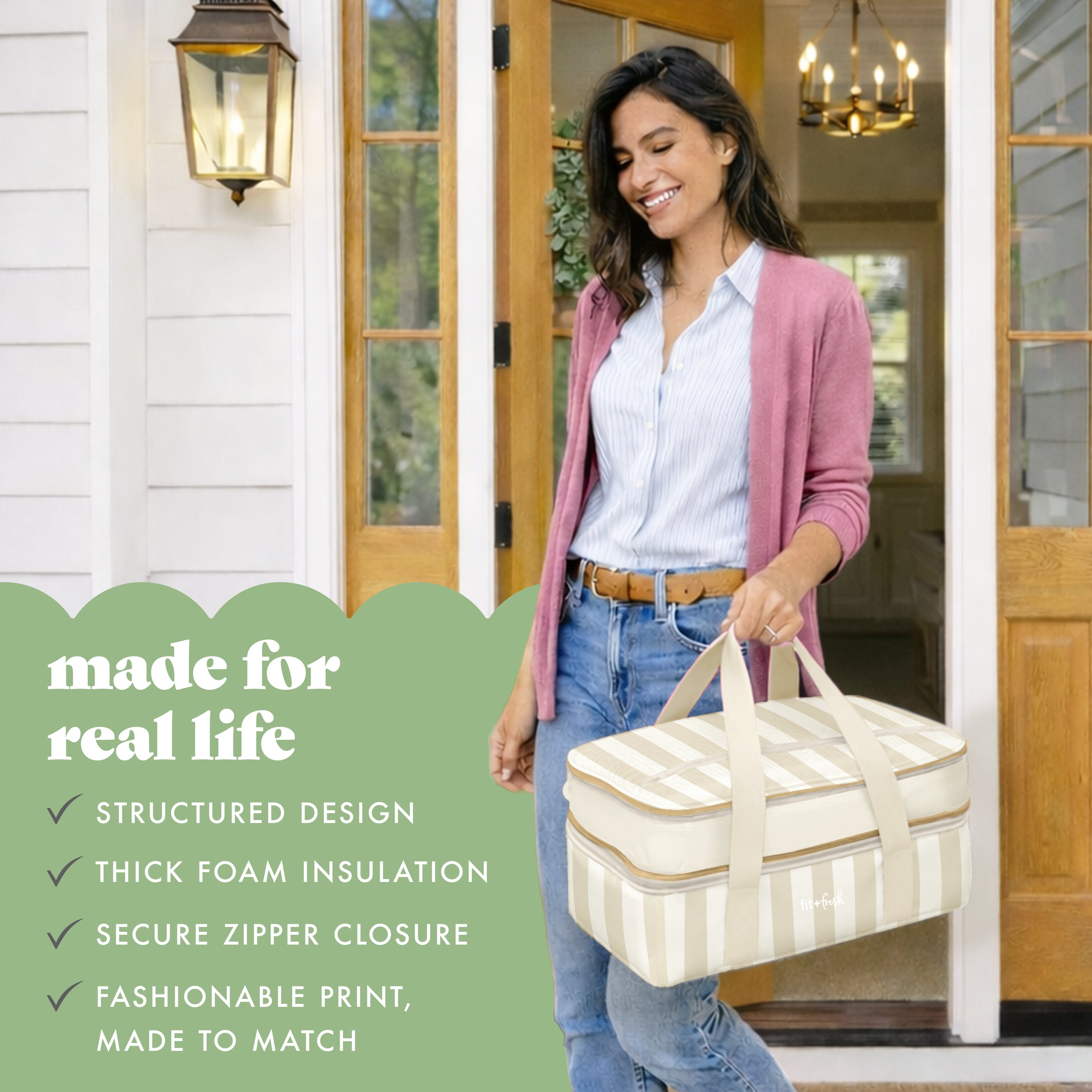fit-fresh-insulated-double-decker-casserole-carrier-pina-colada-cabana-stripe-tw image 5