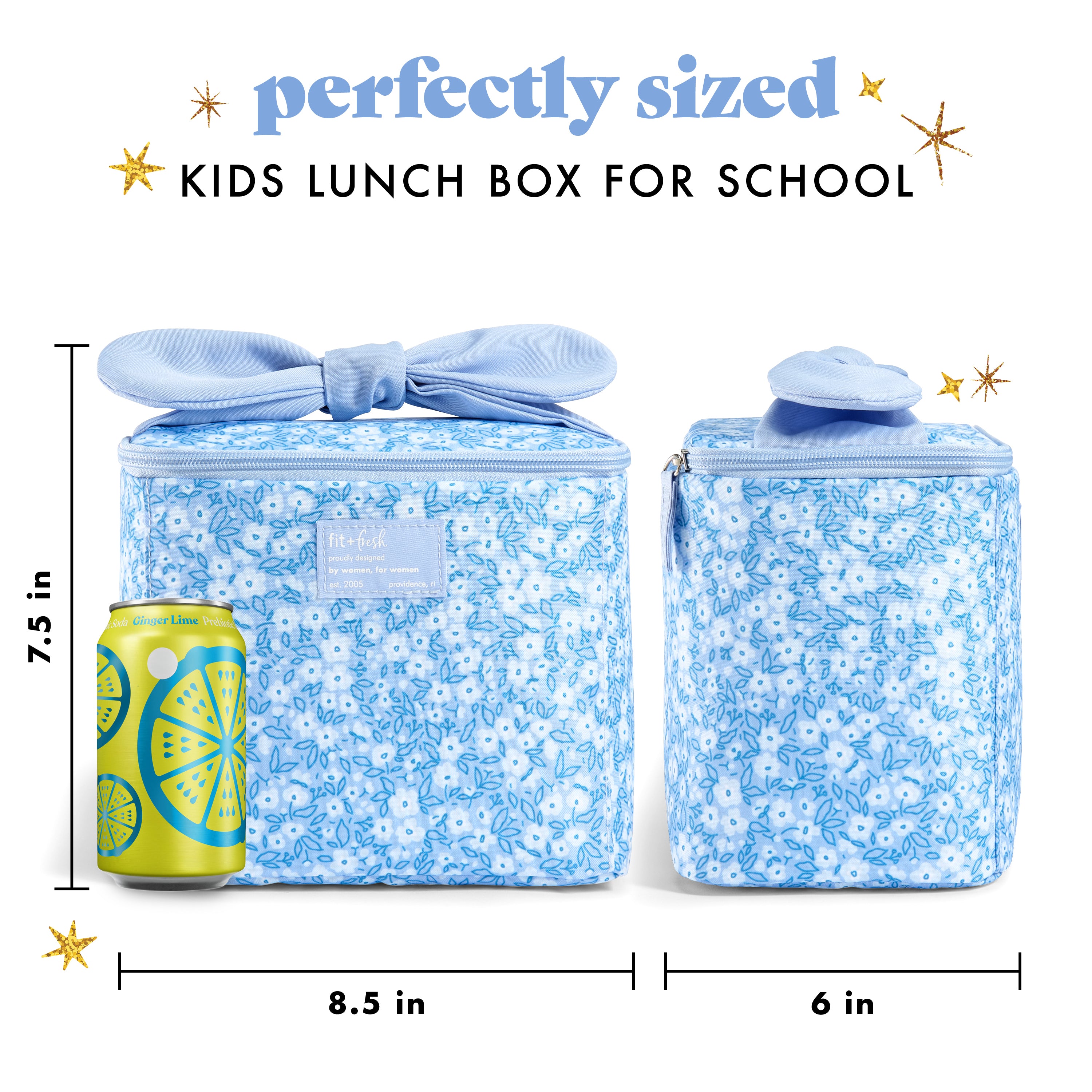 fit-fresh-luna-bow-kids-insulated-lunch-tote-triple-layer-thermal-cornflower-in- image 4