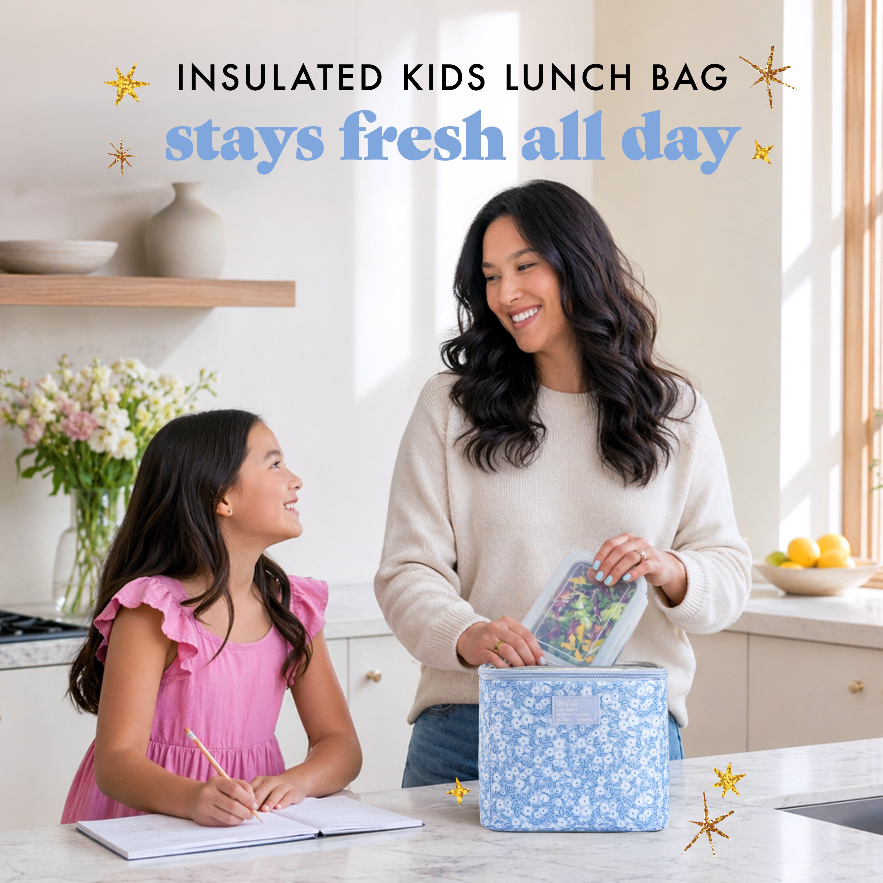 fit-fresh-luna-bow-kids-insulated-lunch-tote-triple-layer-thermal-cornflower-in- image 2