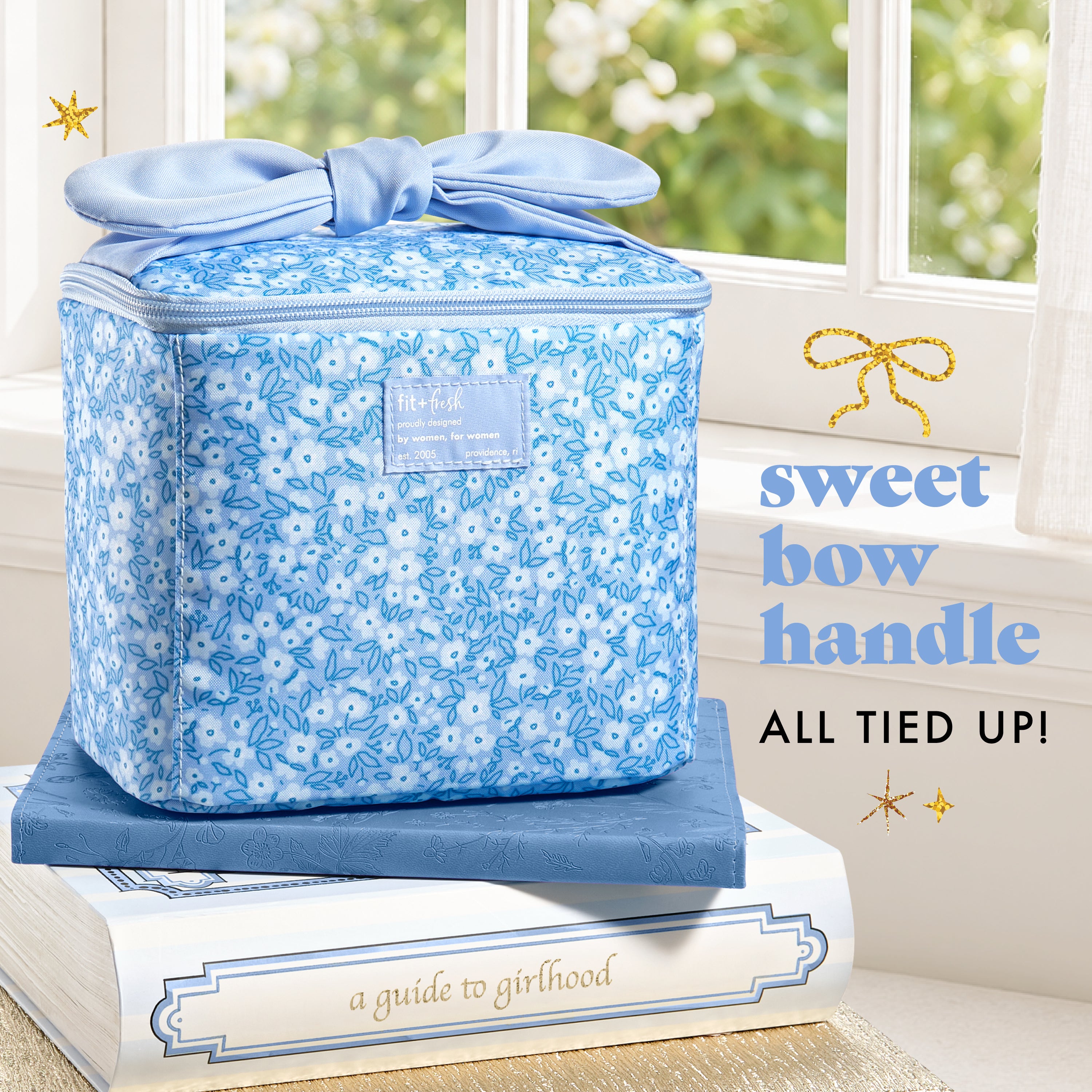 fit-fresh-luna-bow-kids-insulated-lunch-tote-triple-layer-thermal-cornflower-in- image 3