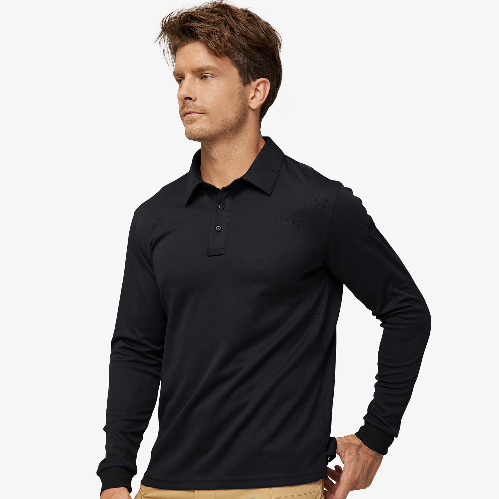 mier-men-s-outdoor-tactical-long-sleeve-polo-shirt-quick-dry-upf50-sun-protectio image 2