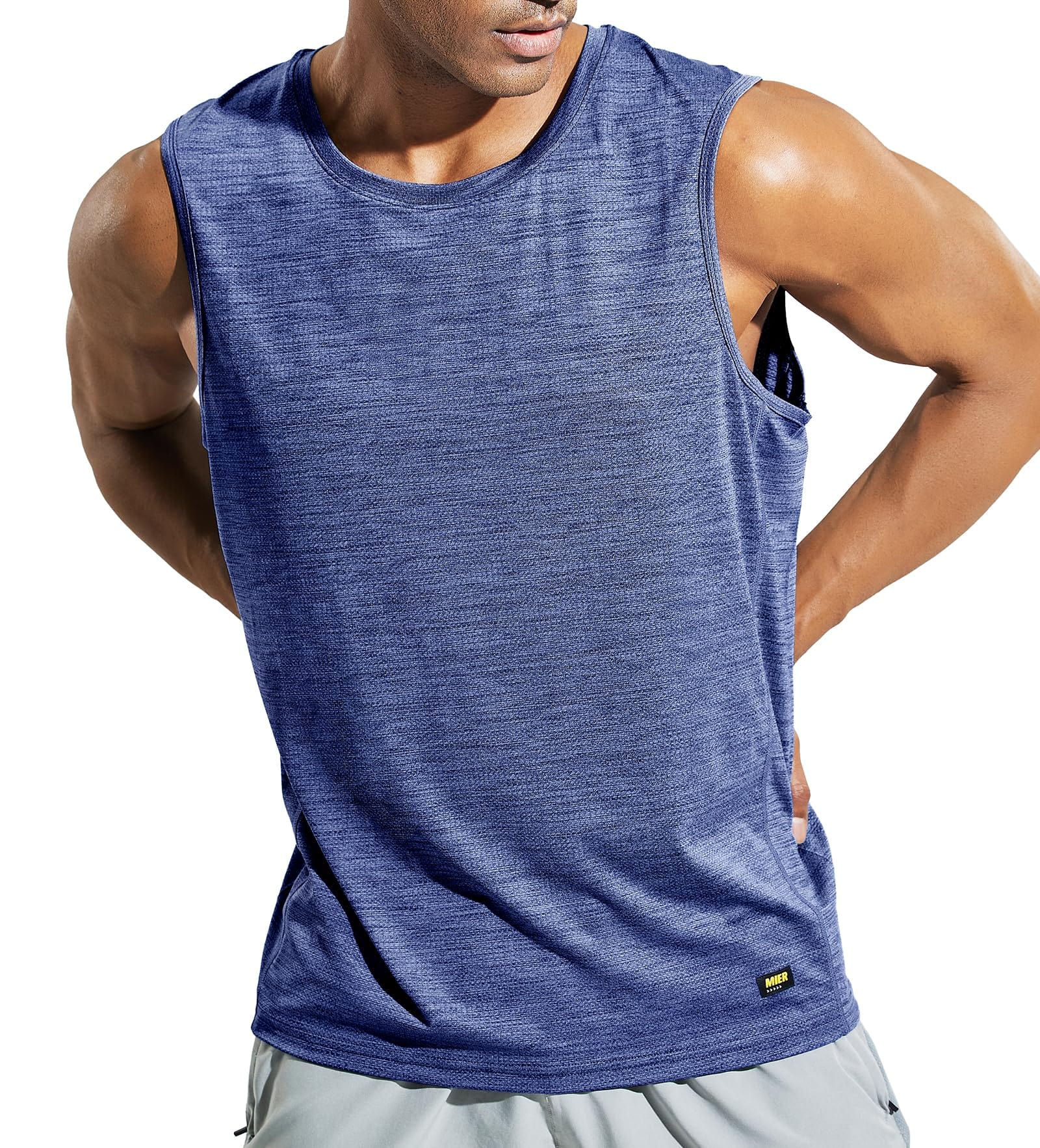 mier-men-s-sleeveless-athletic-training-tee-4-way-stretch-mesh-tank image 7